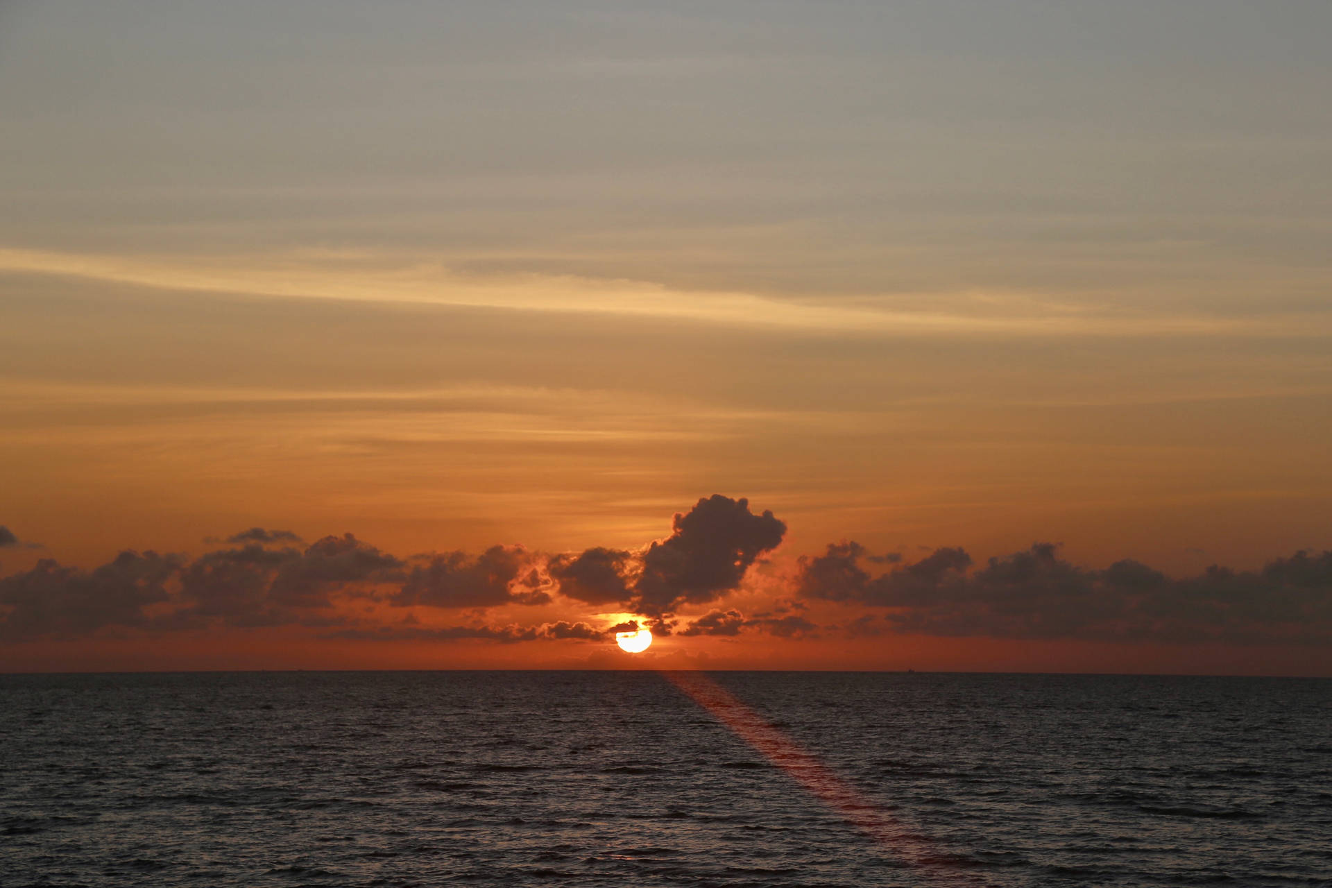 Light Brown Sunset At Sea