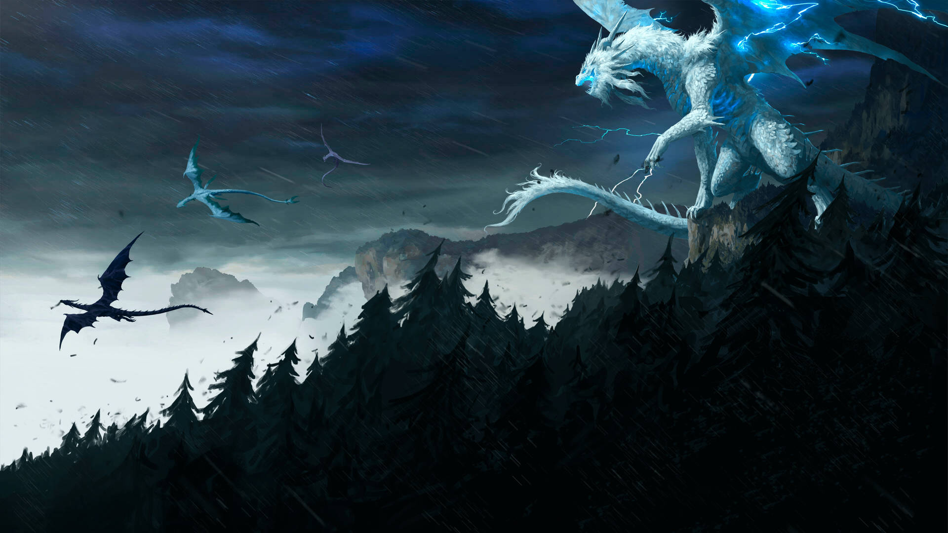Light Dragon In Forest Background
