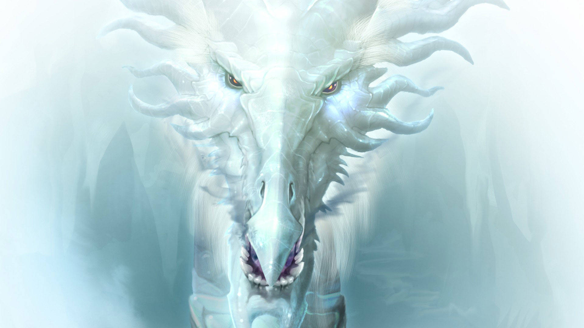 Light Dragon In Icy Cave Background