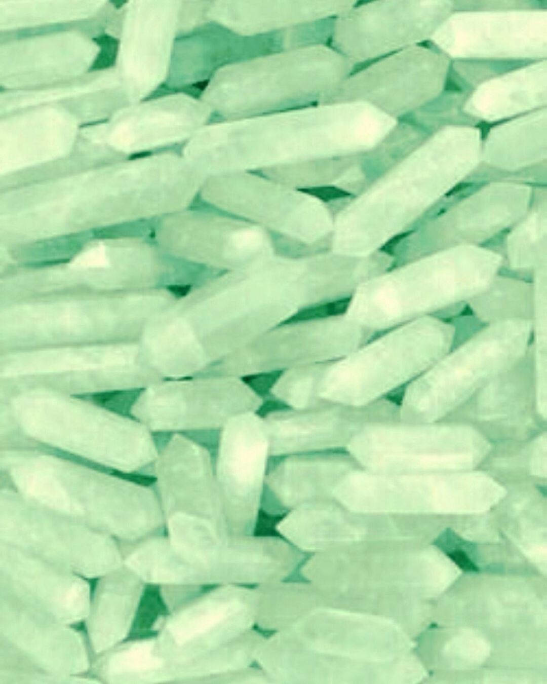Light Green Aesthetic Crystals Background