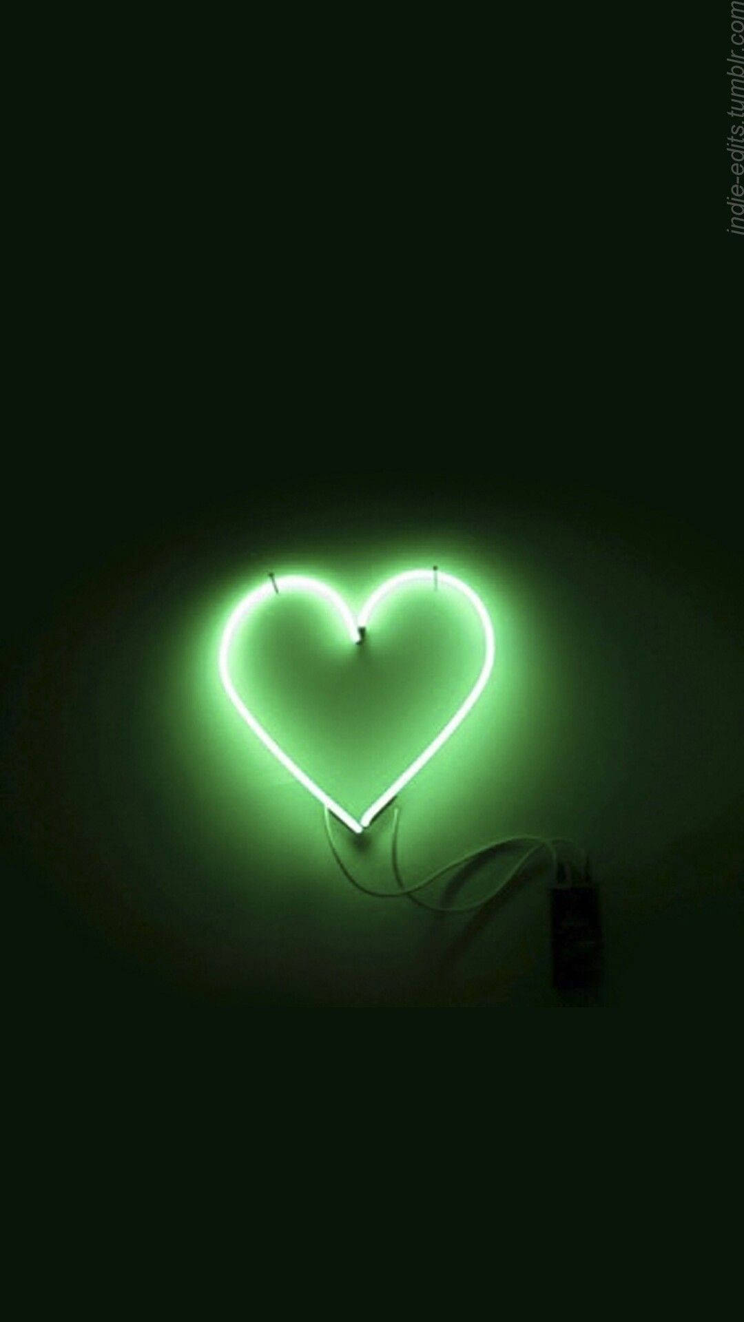 Light Green Aesthetic Heart Light Background