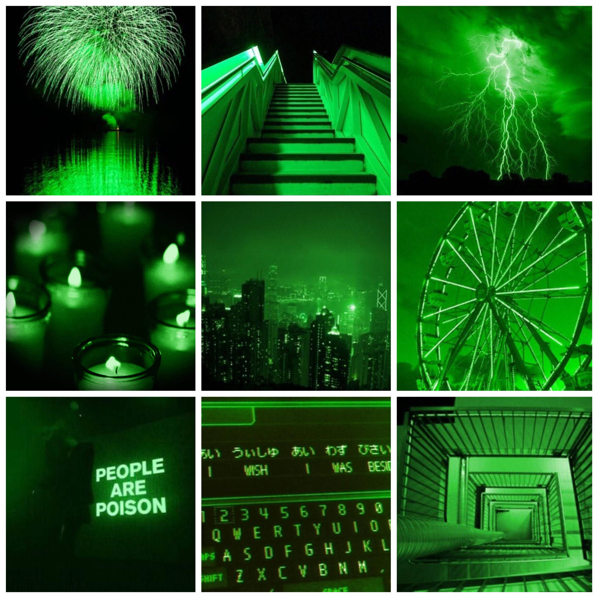 Light Green Aesthetic Square Collage Background