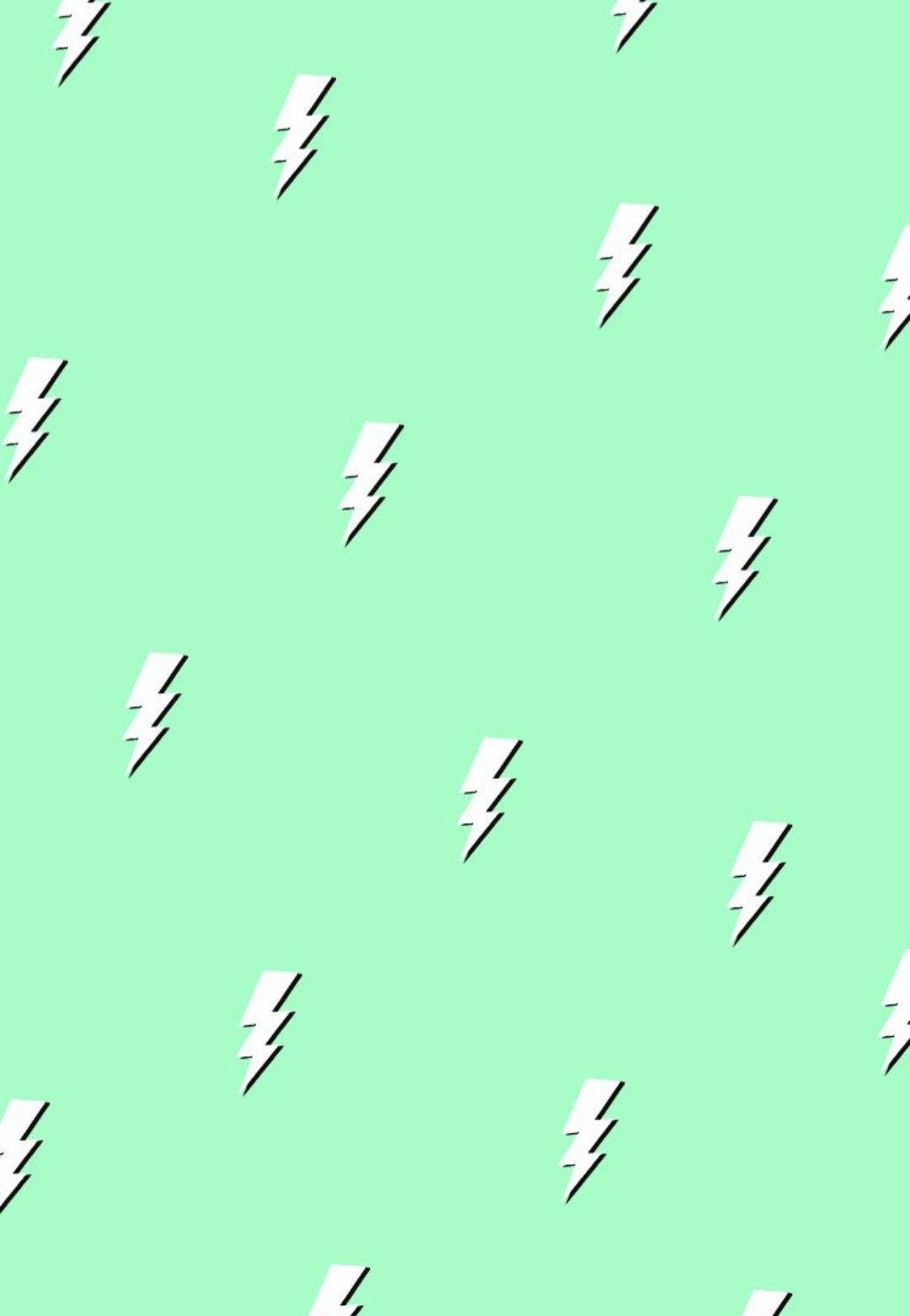 Light Green Aesthetic Thunderbolts Background