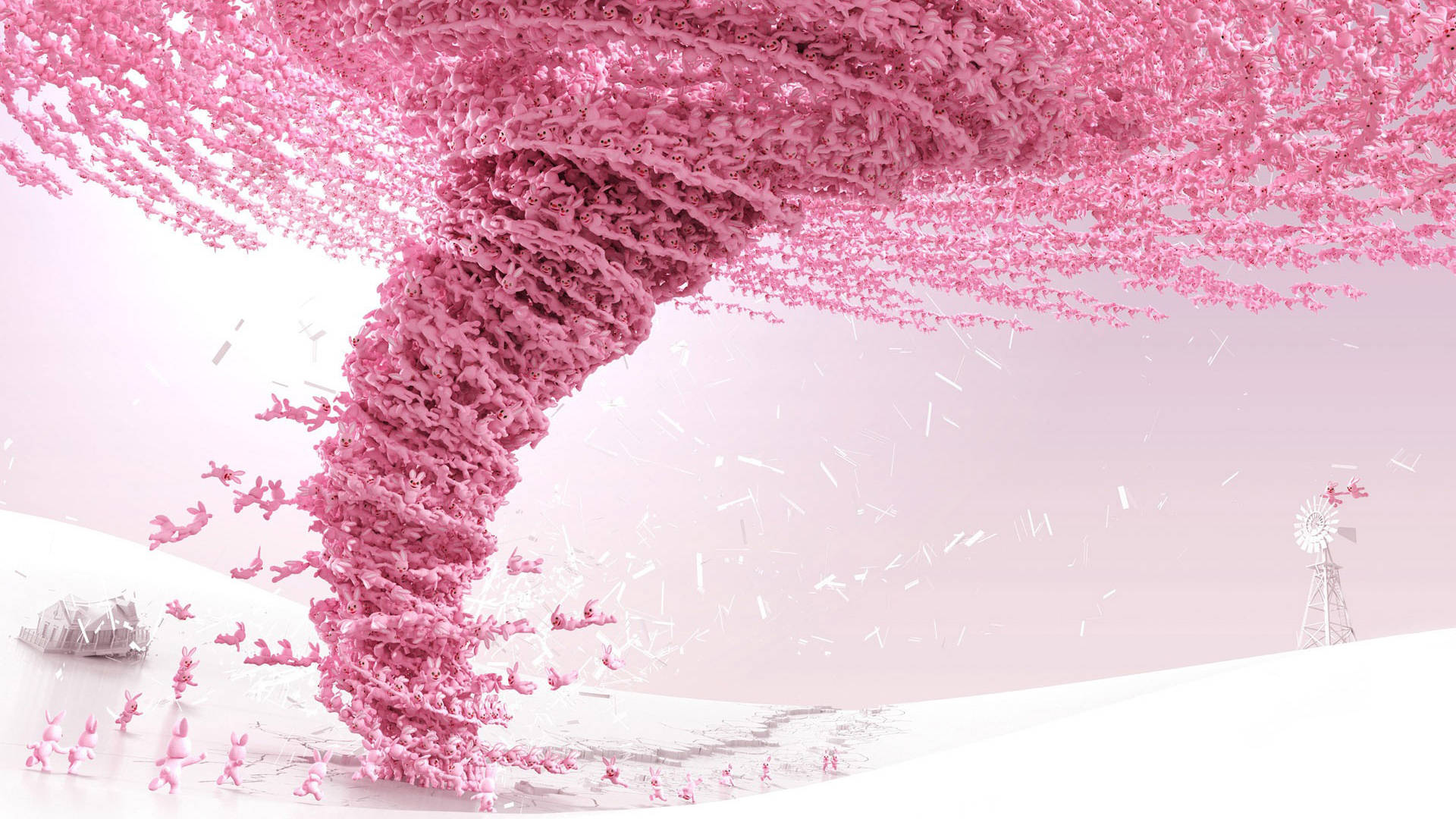 Light Pink Aesthetic Bunny Tornado Background