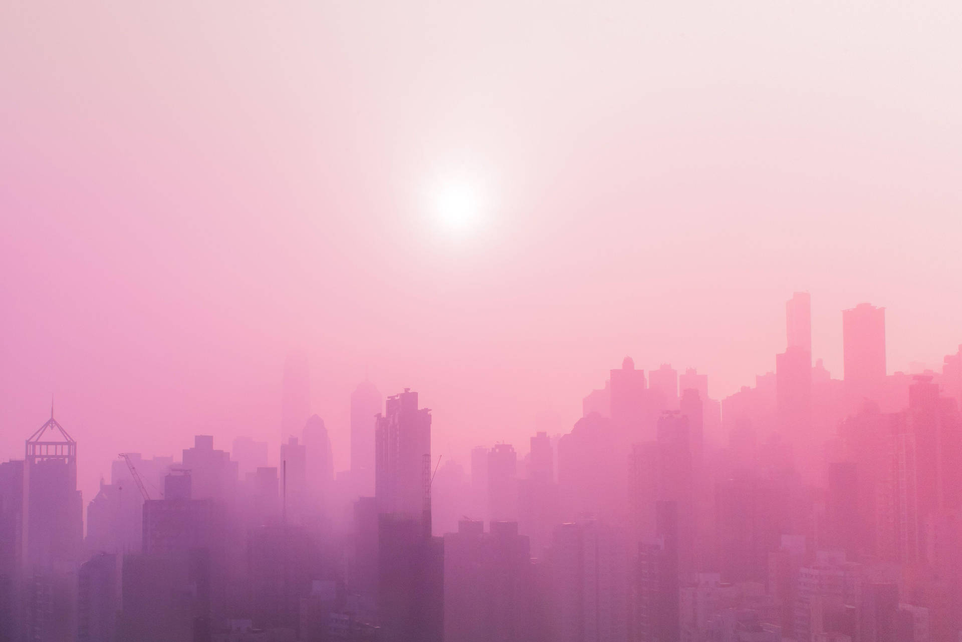 Light Pink Aesthetic City Skyline Background