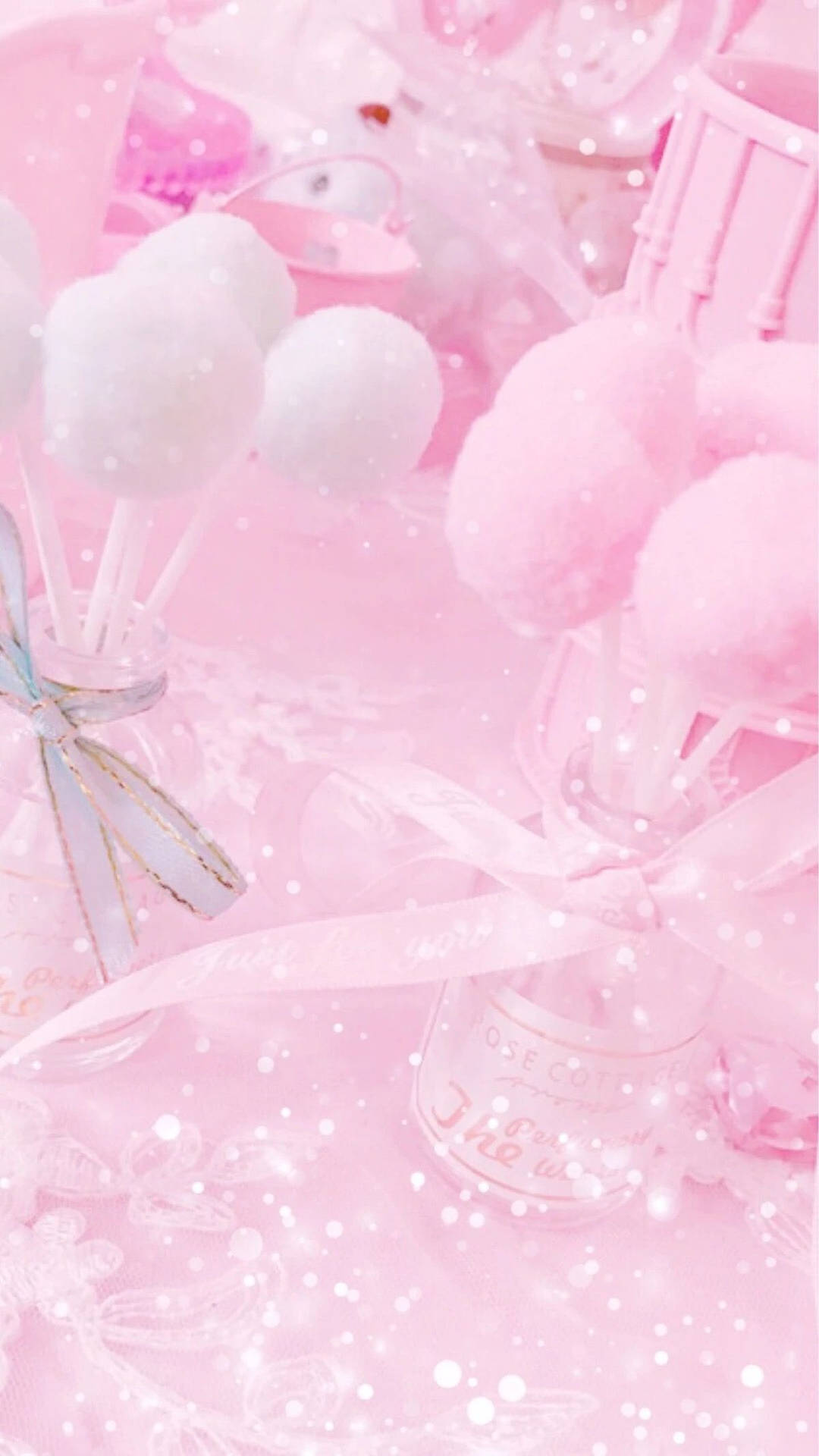 Light Pink Aesthetic Cotton Balls Background