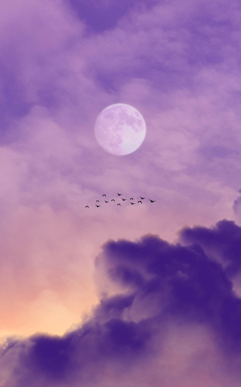 Light Purple Aesthetic Moon And Clouds