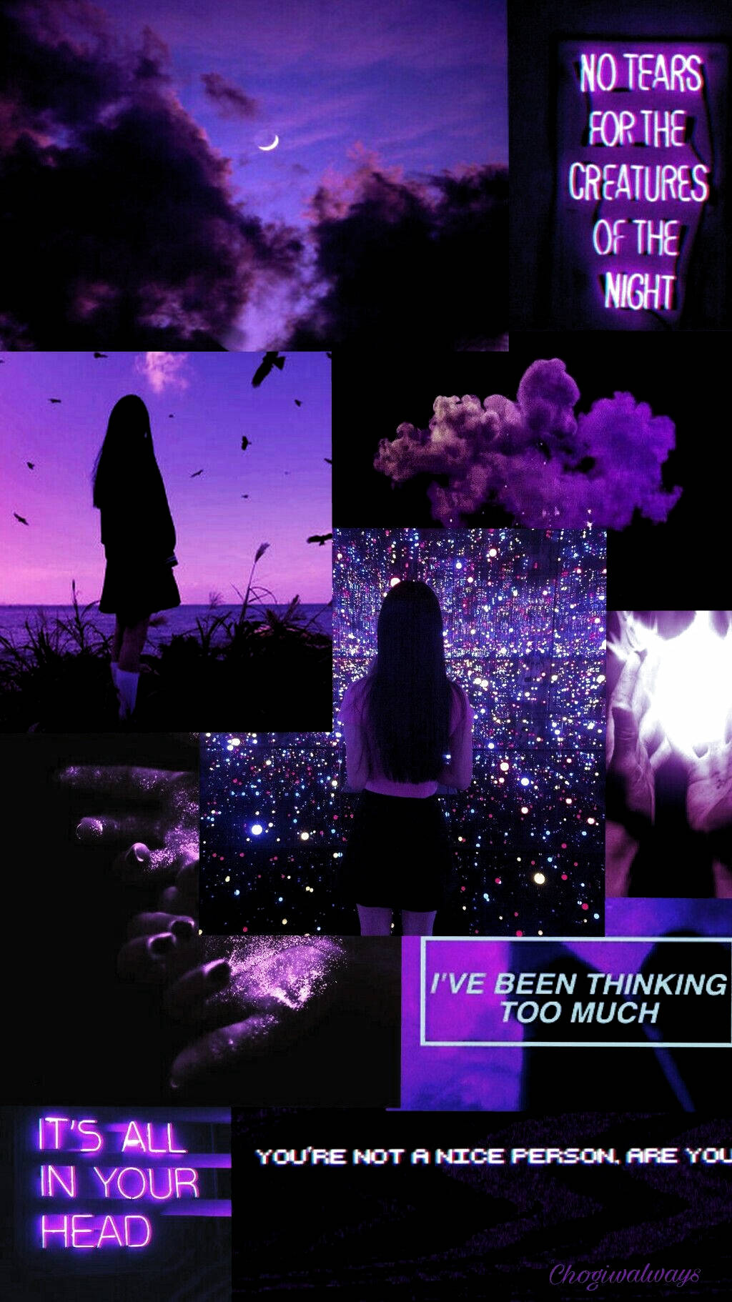 Light Purple Aesthetic Overthinking Collage Background