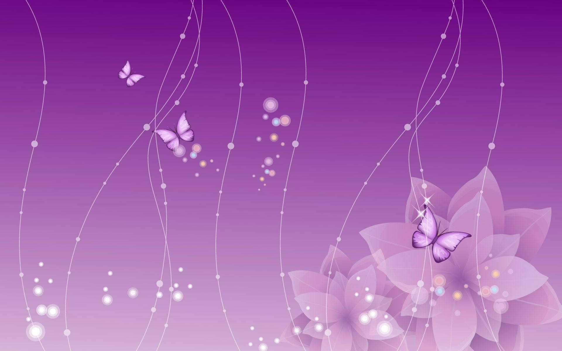 Light Purple Flowers With Butterflies Background