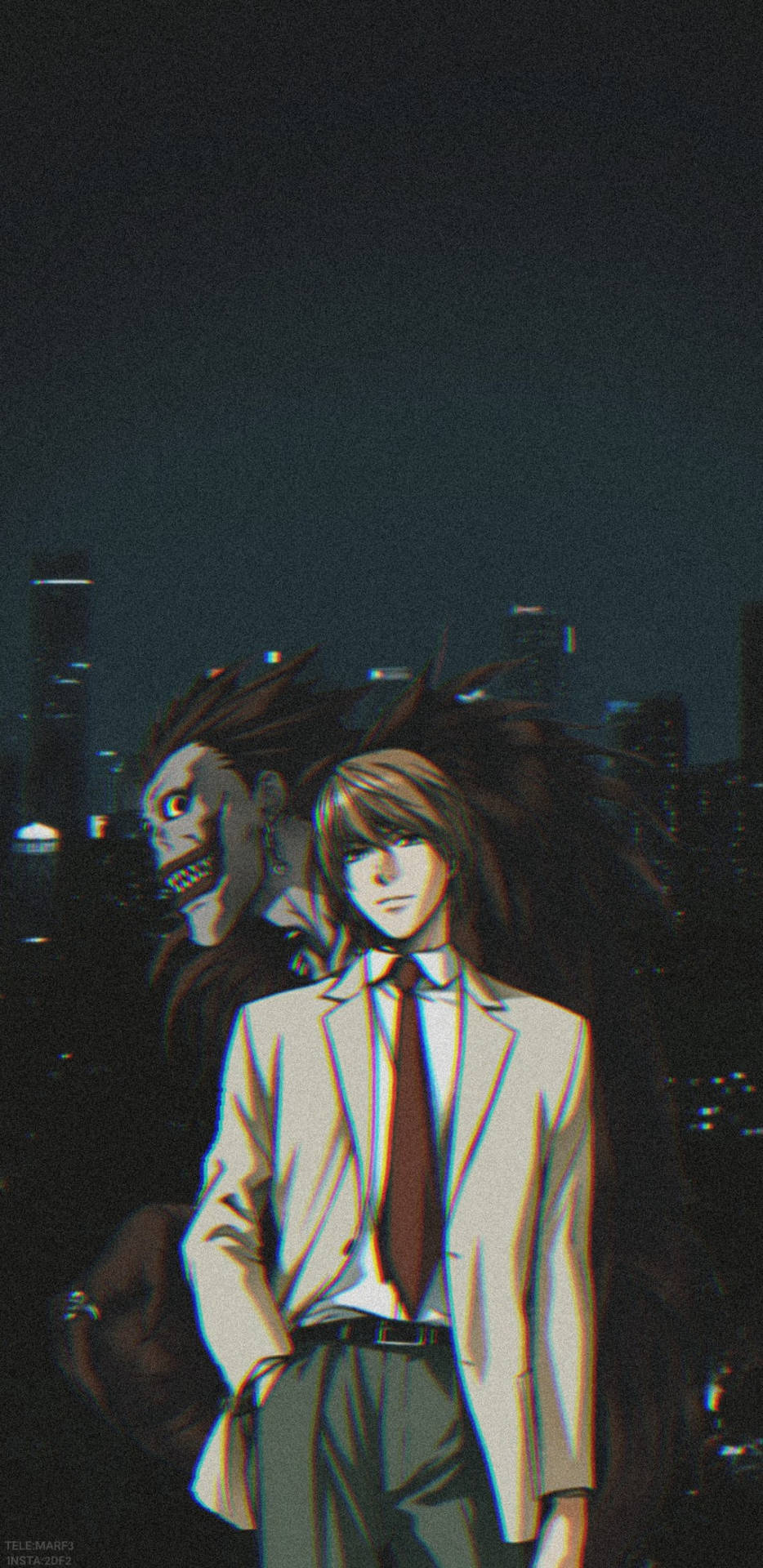 Light, Ryuk, And City Death Note Phone Background