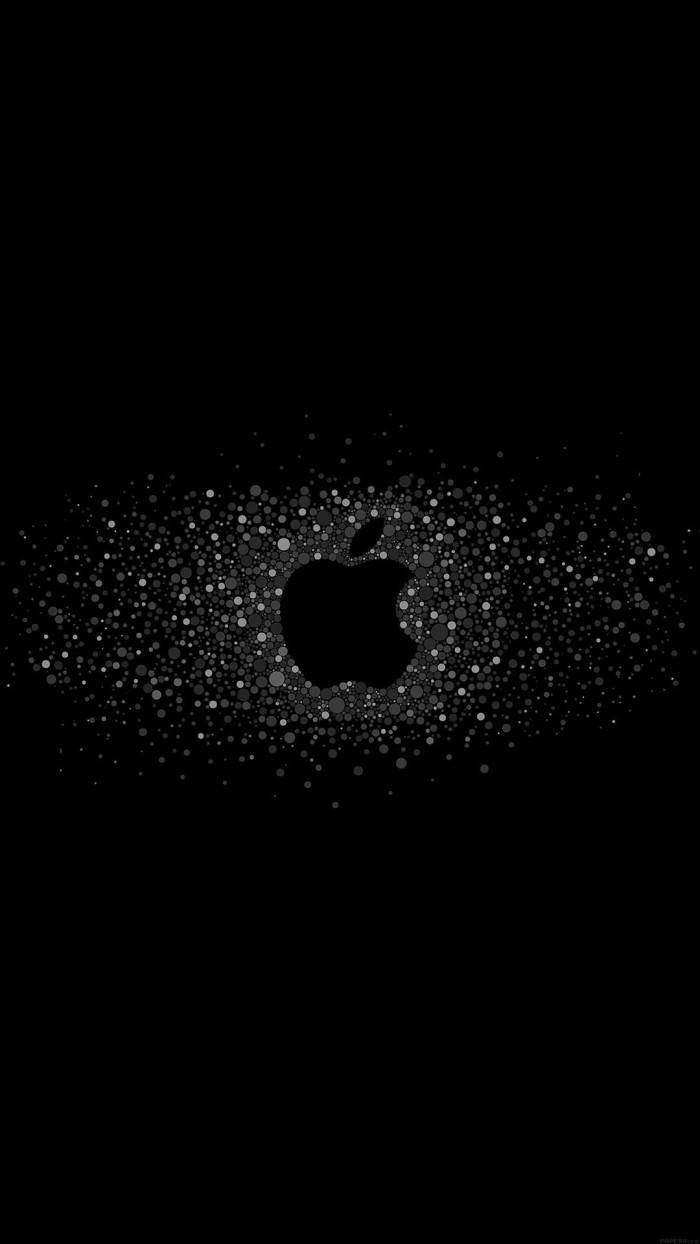Light Specks Apple Logo Solid Black Iphone Background
