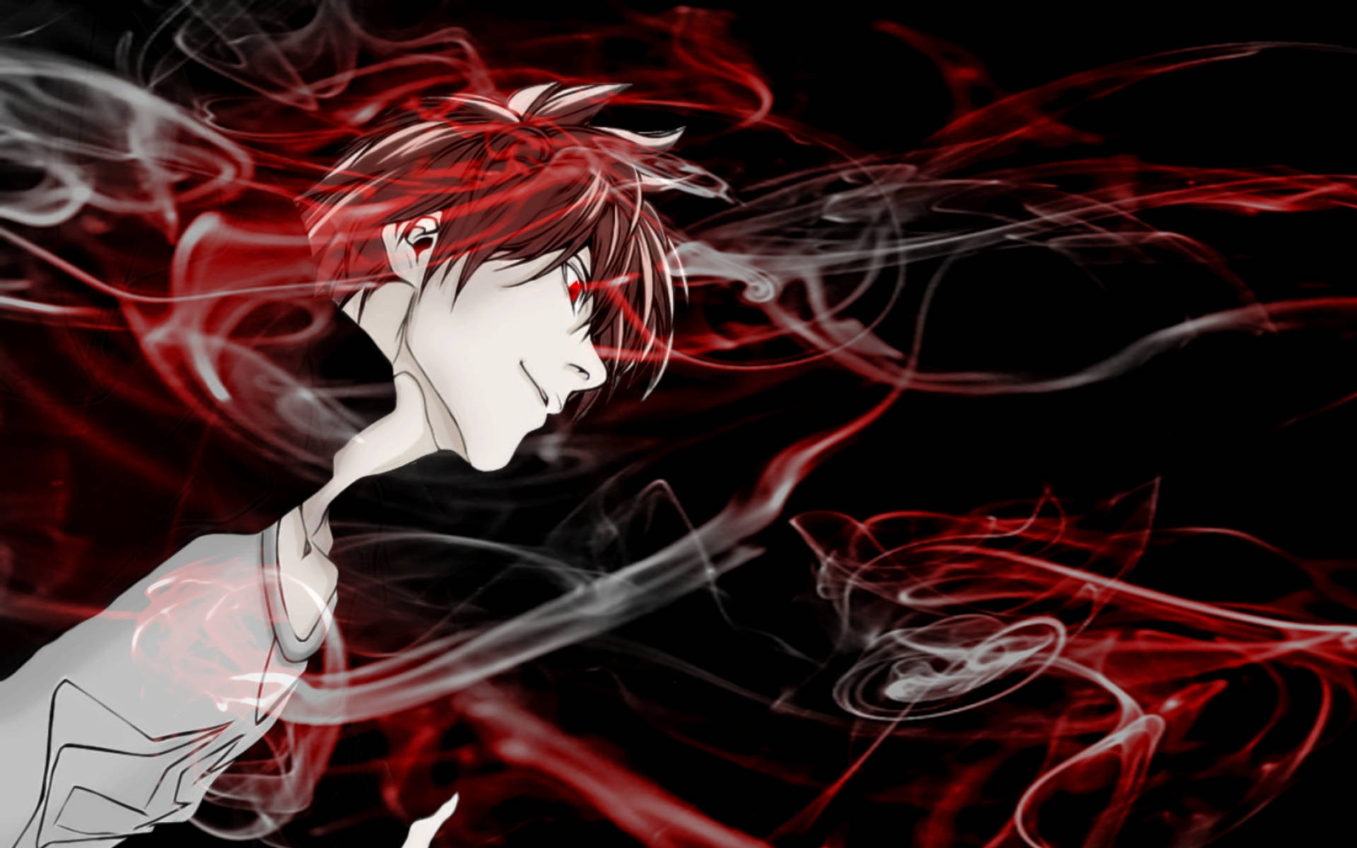 Light Yagami With Red Smoke Background