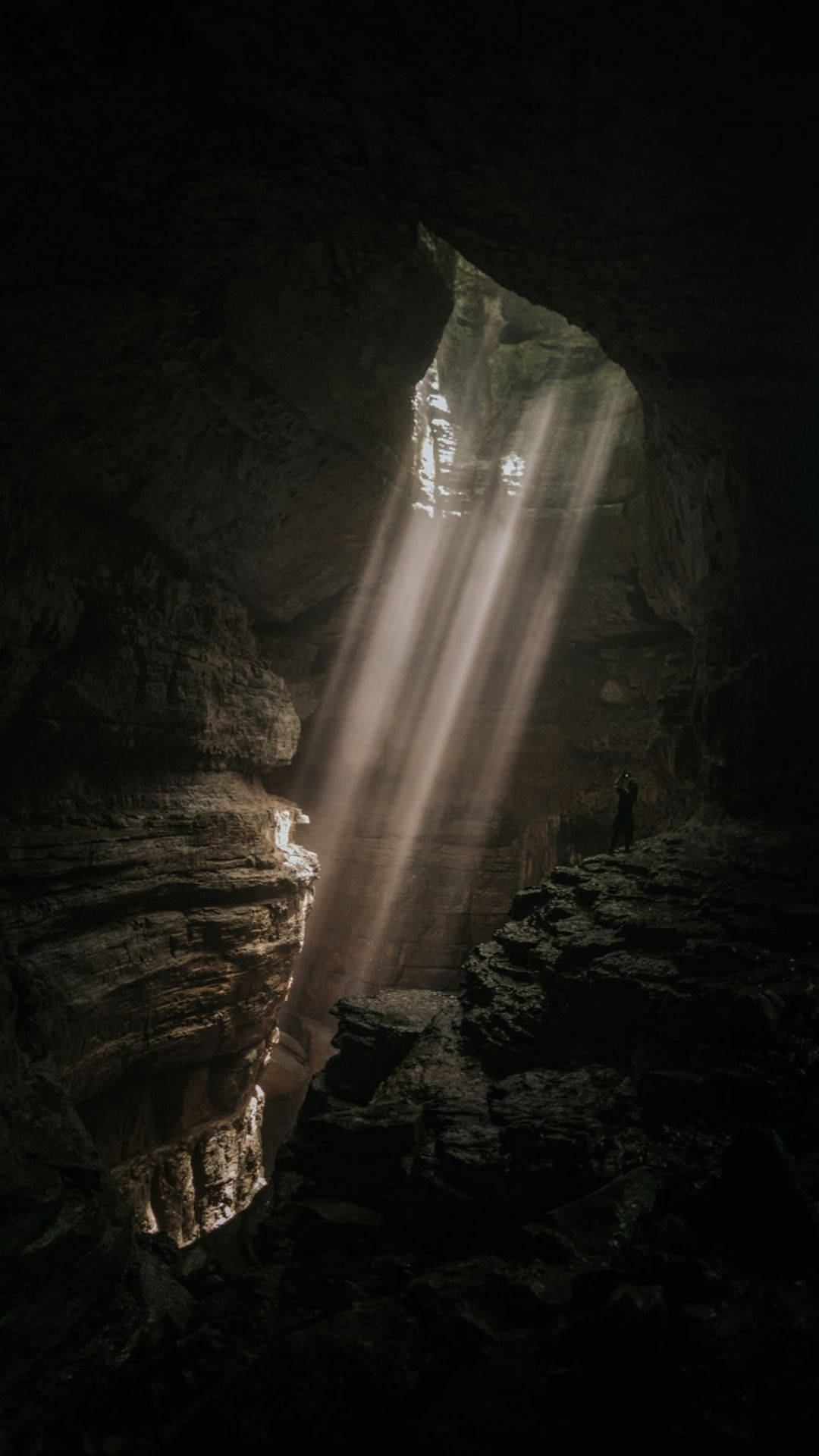 Lighted Dark Cave Background