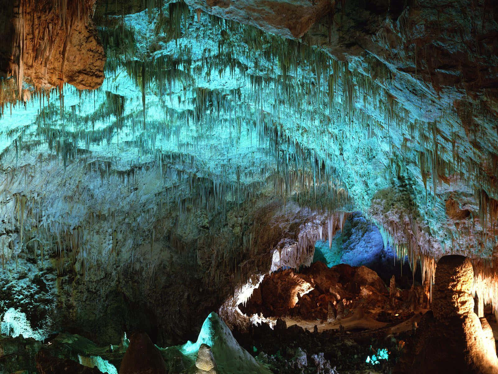 Lighted Formations Carlsbad Caverns National Park Background