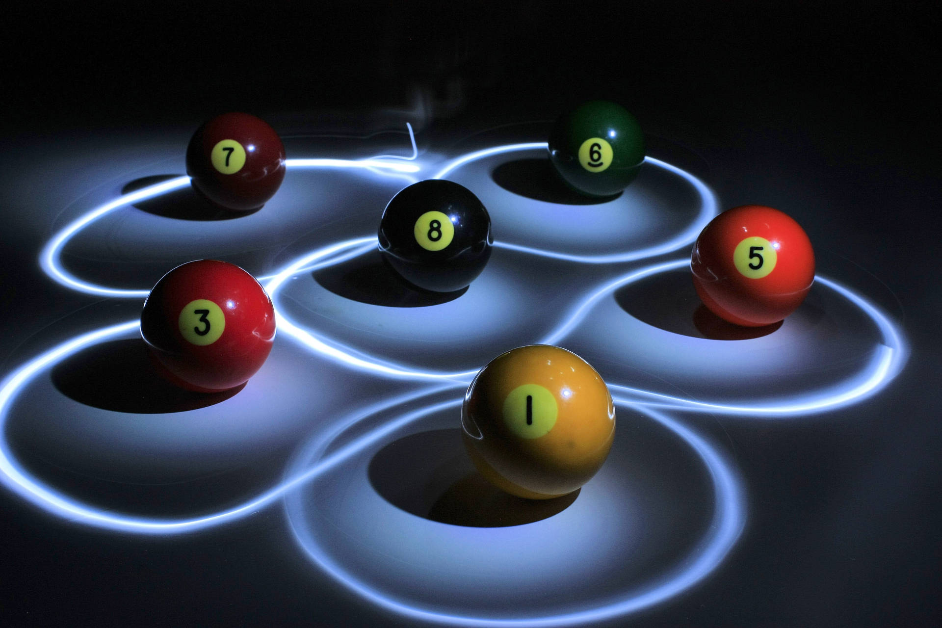 Lighted Pool Balls Background