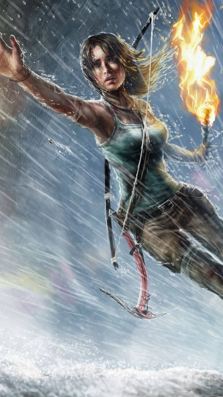 Lighted Torch Tomb Raider Iphone Background