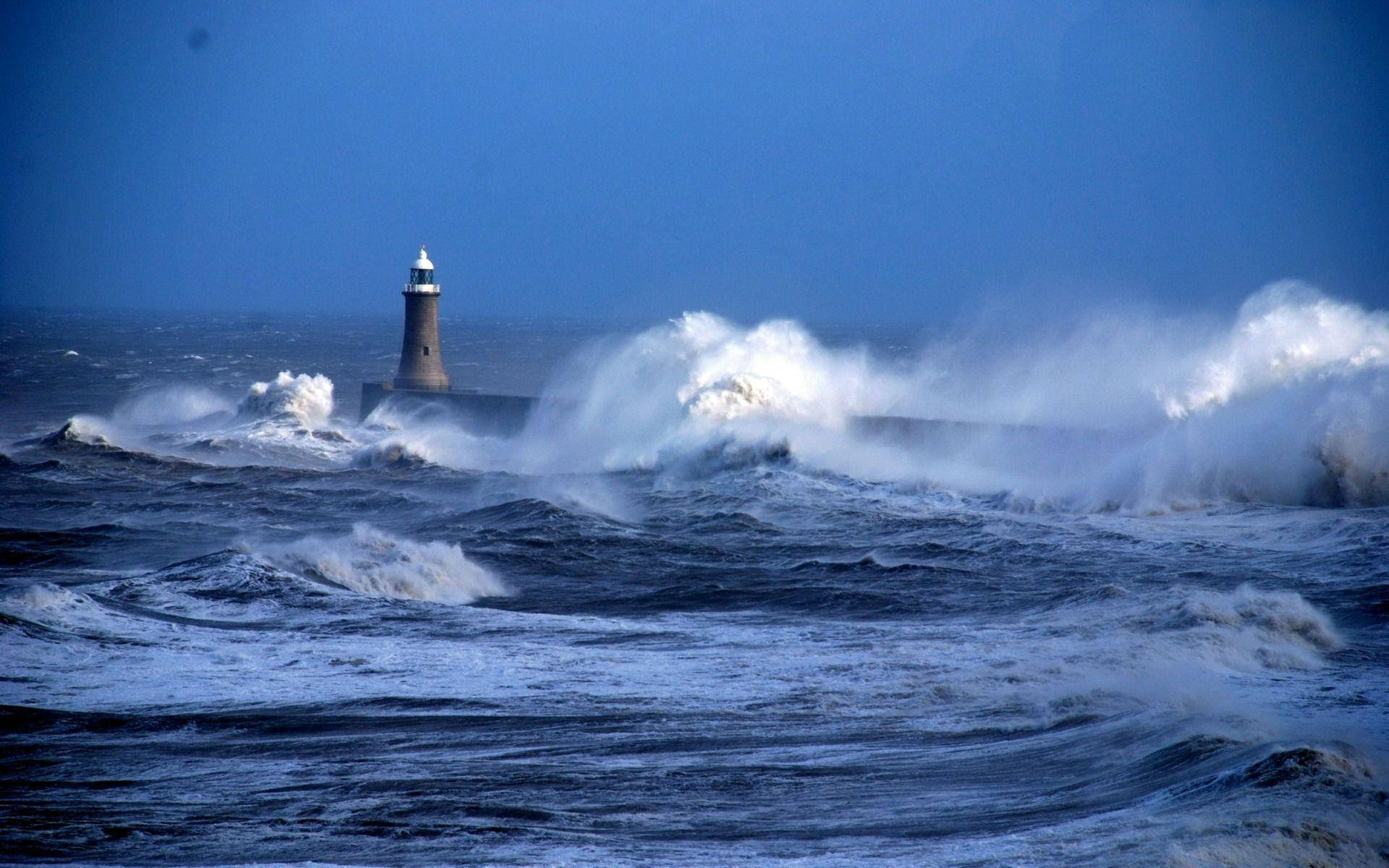 Lighthouse Amid Waves