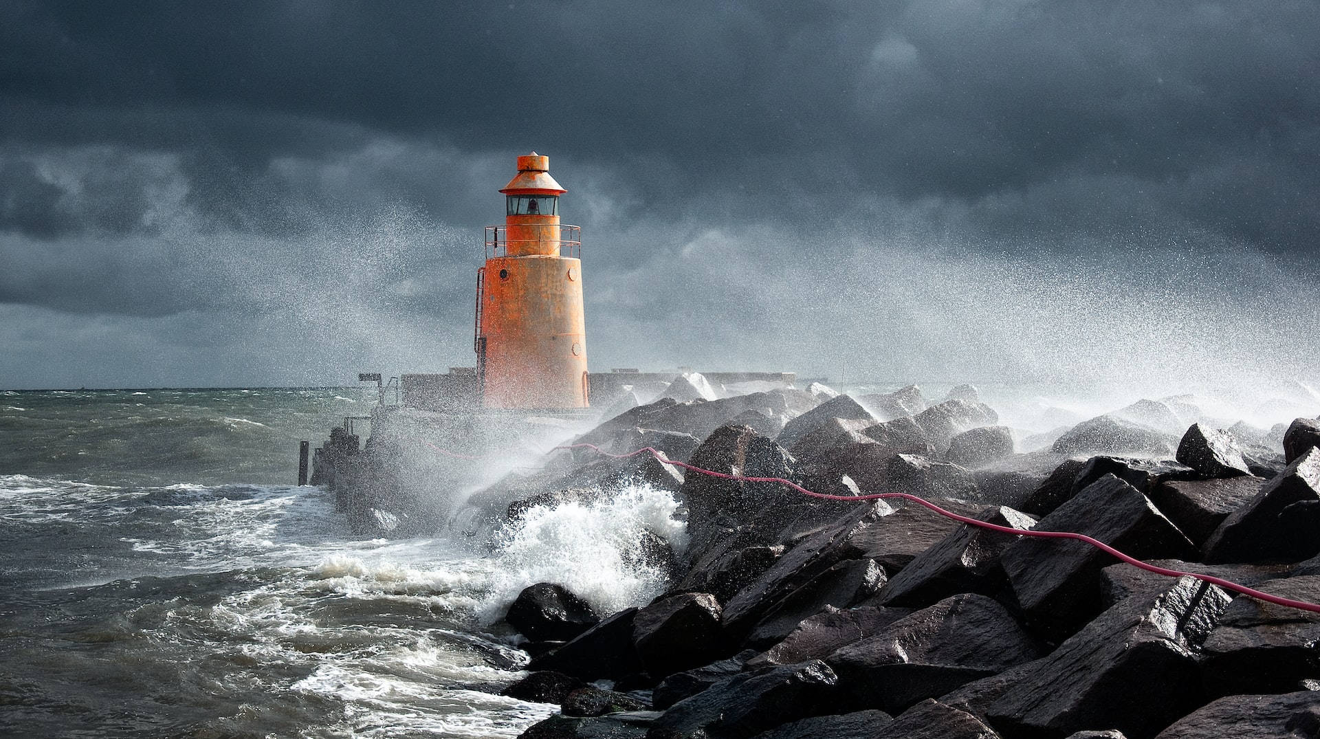 Lighthouse And Moving Water Background