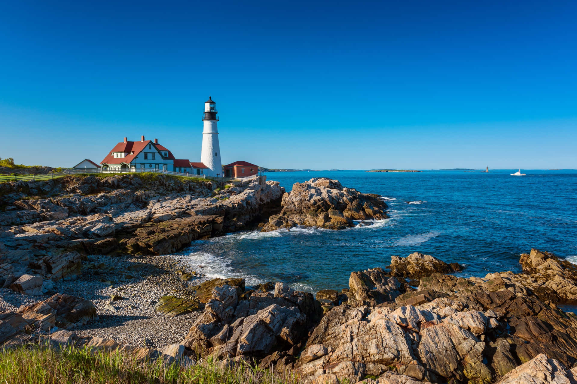 Lighthouse Beach New England Summer Background
