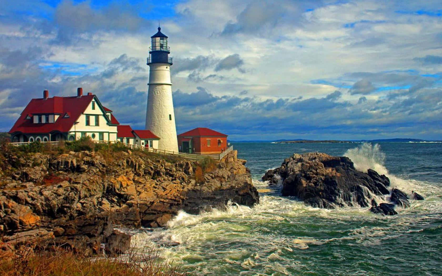 Lighthouse Beautiful New England Summer Background