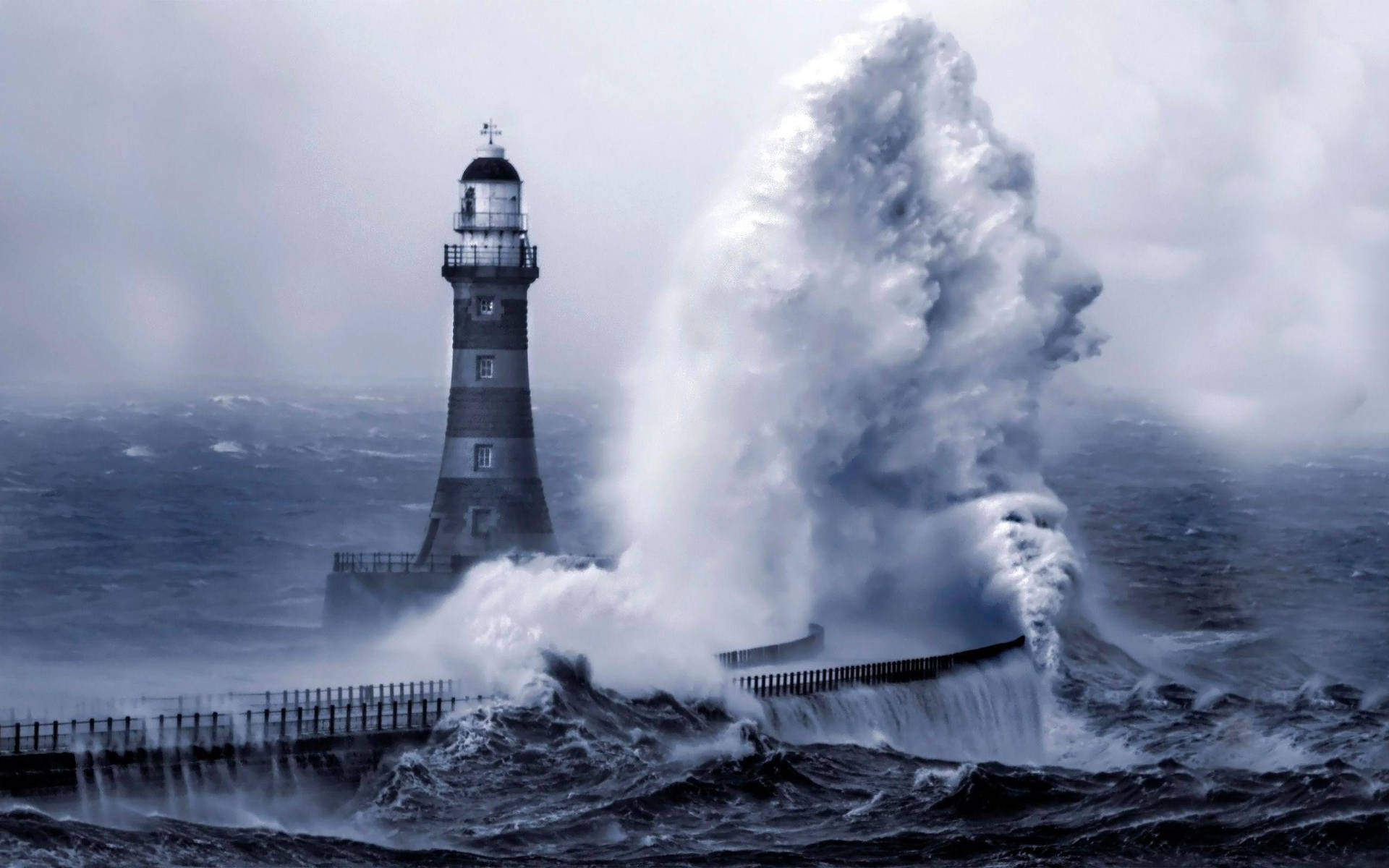 Lighthouse Big Wave Background