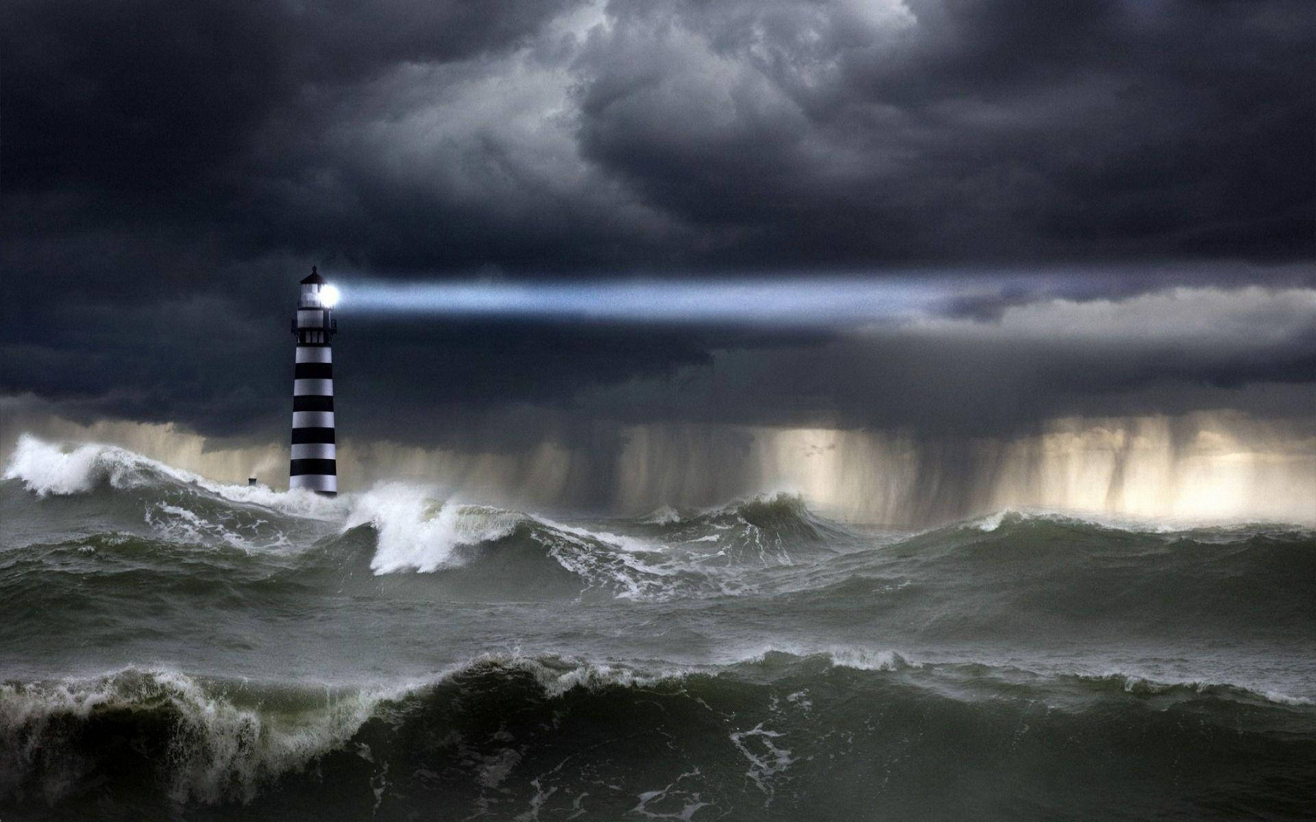 Lighthouse By Stormy Waters