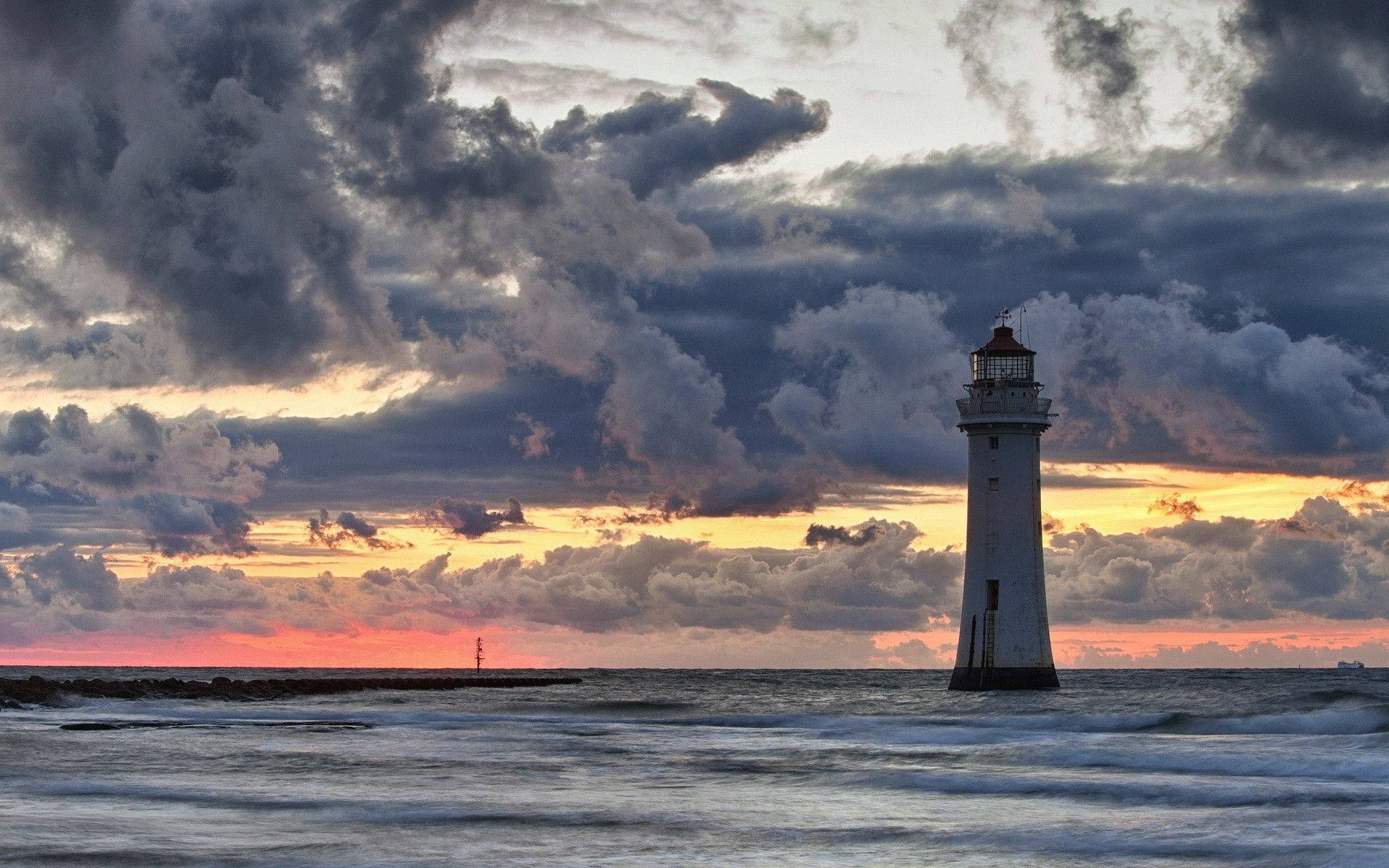 Lighthouse Cloudy Sunset