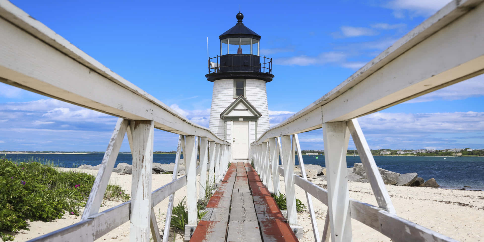 Lighthouse Entryway New England Summer Background