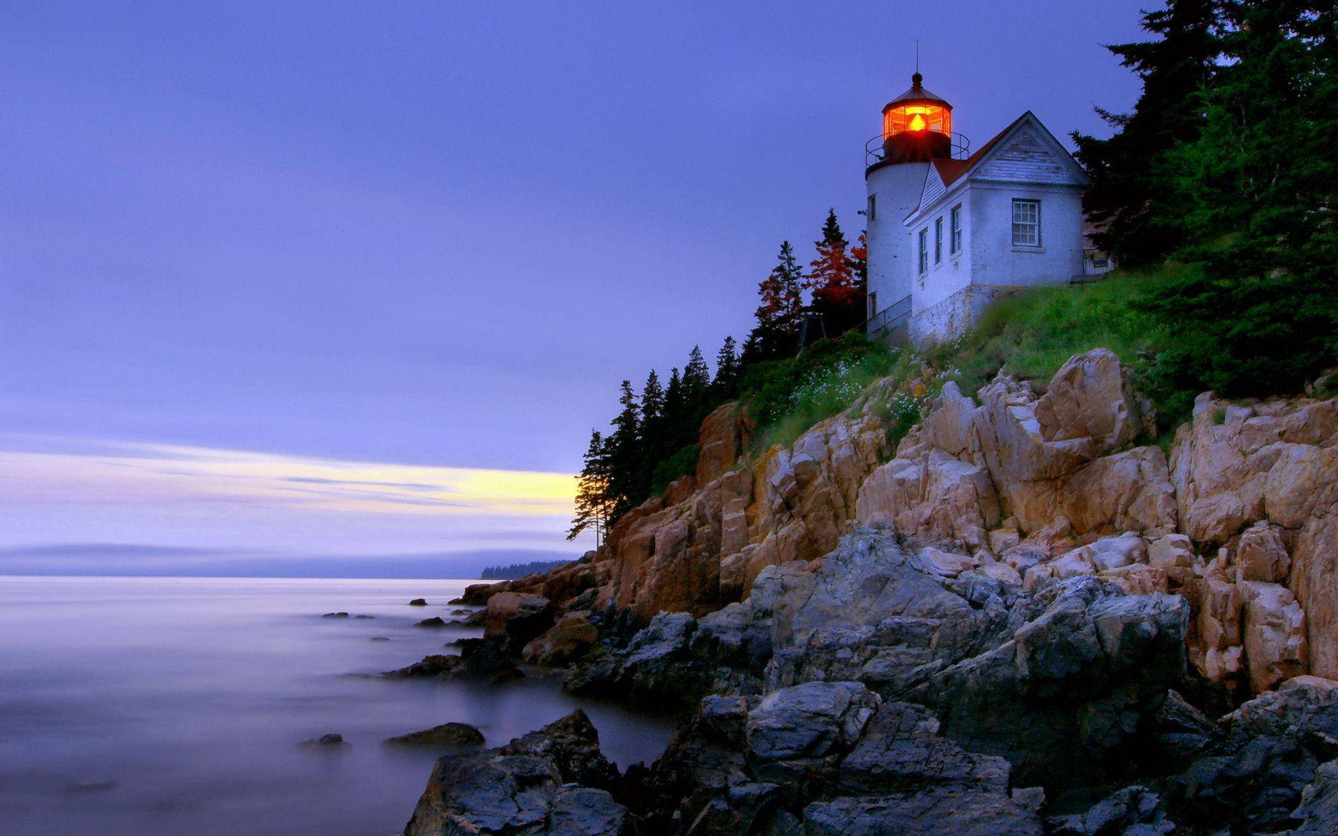 Lighthouse Foggy Bank Background