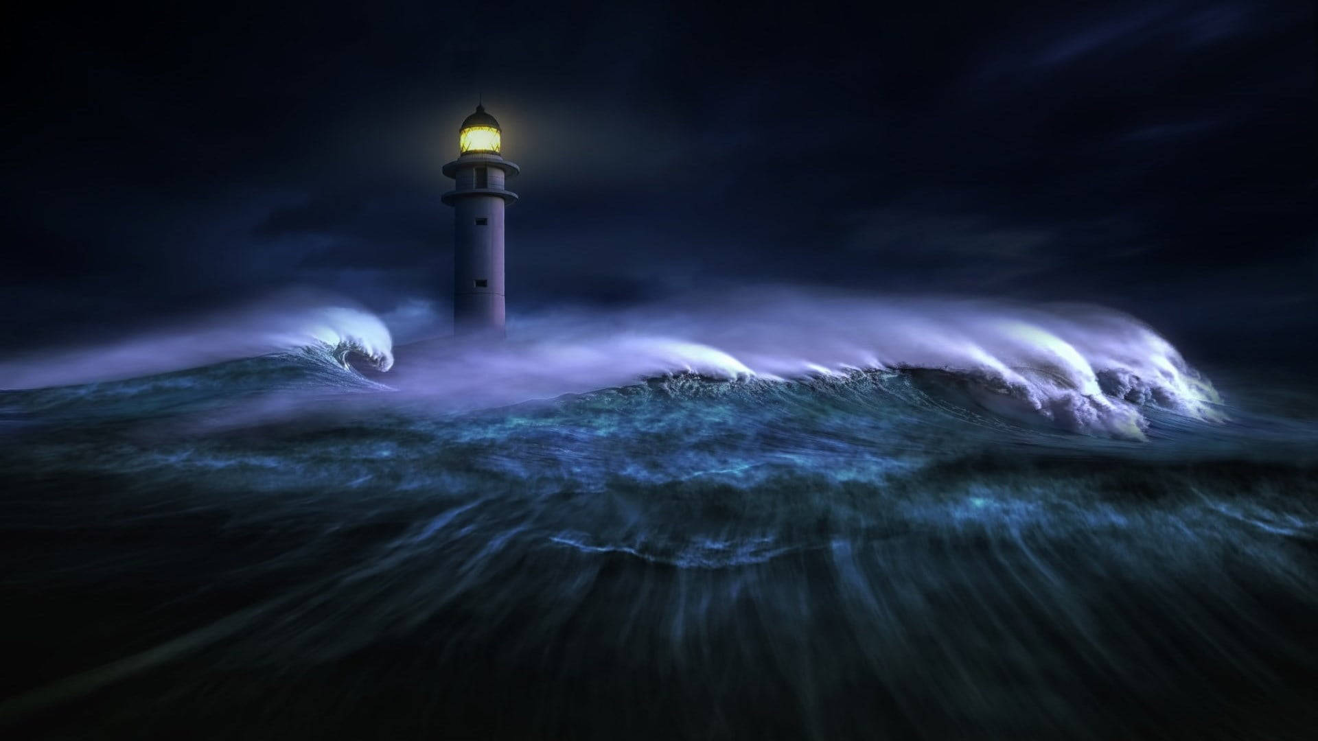 Lighthouse In The Ocean Background