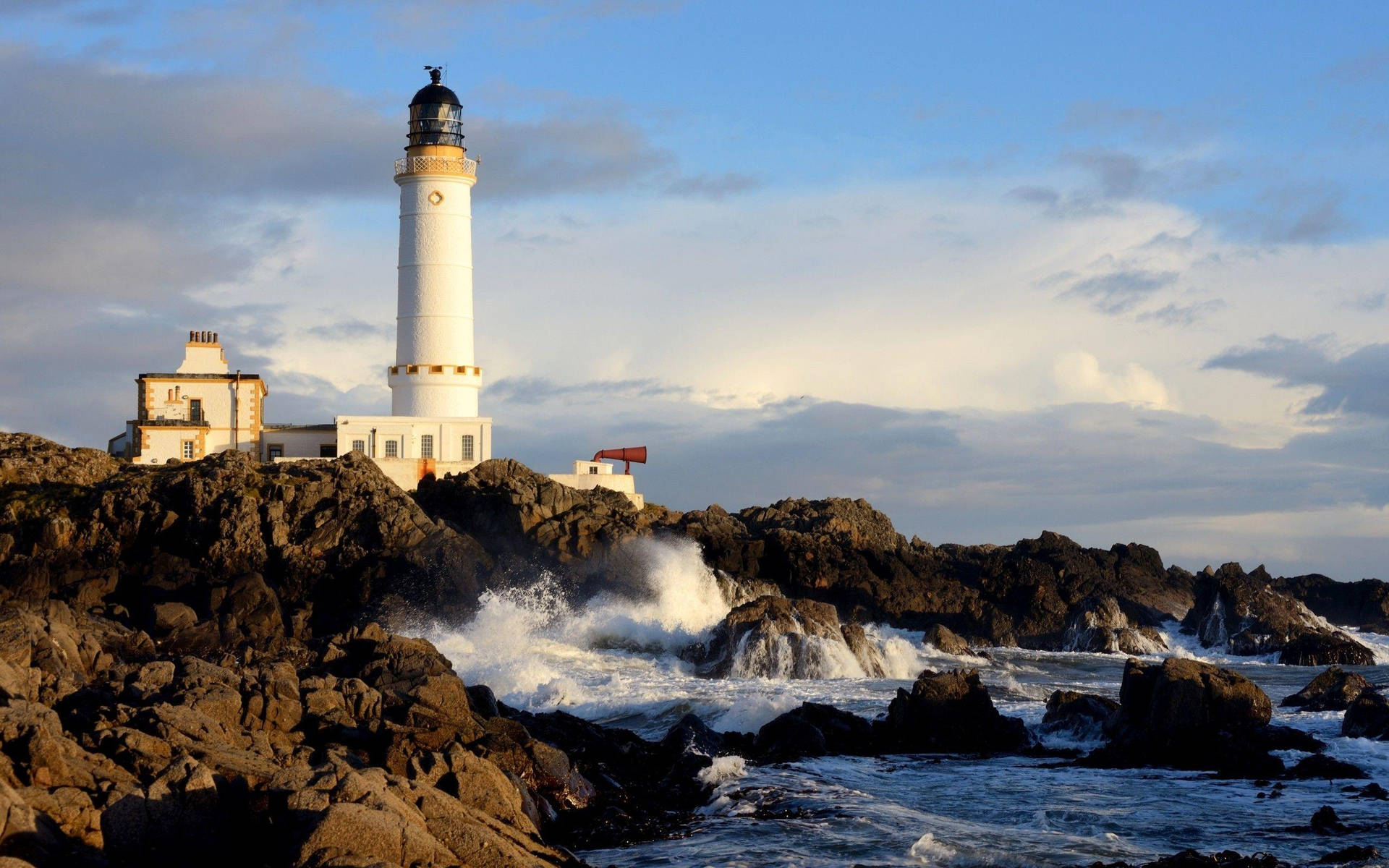 Lighthouse On Seaside Cliff Background