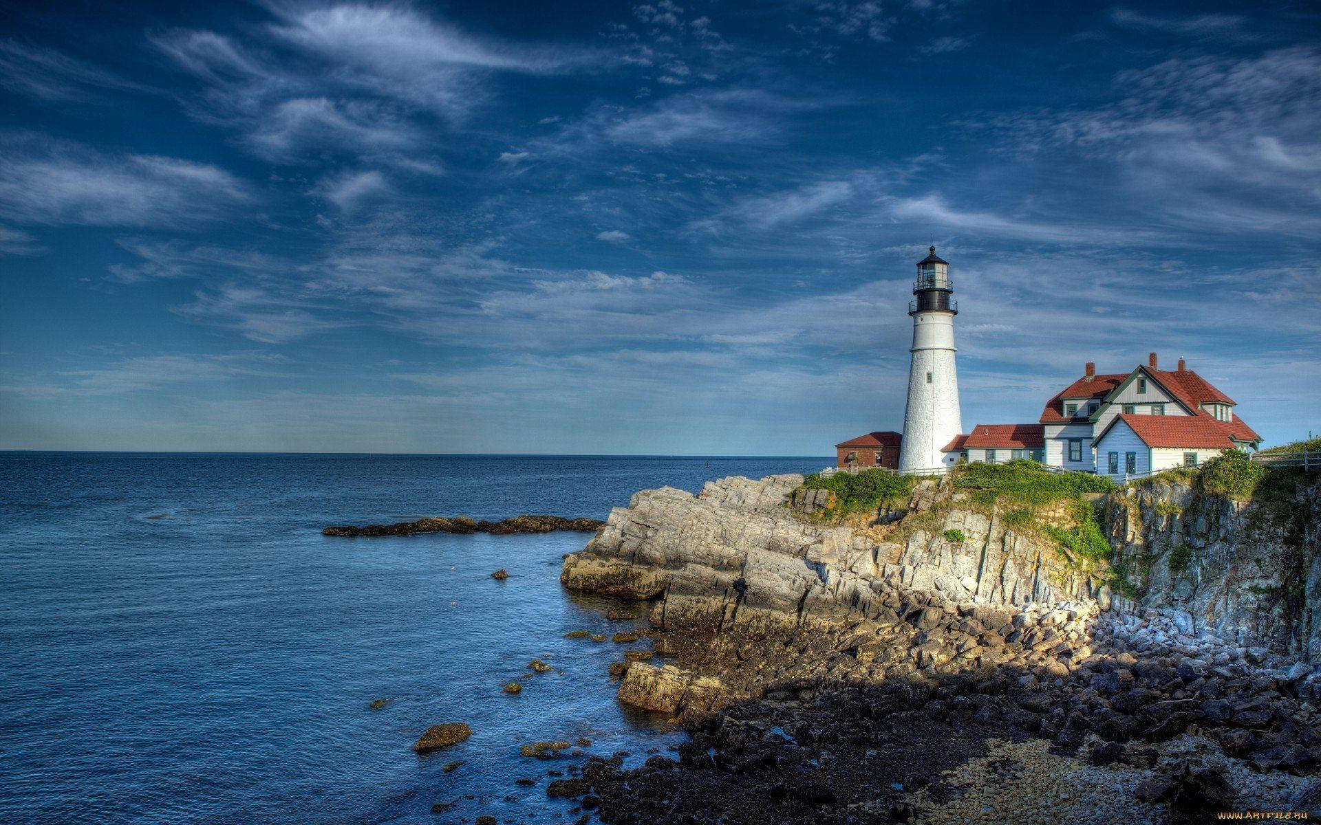 Lighthouse On The Cliffs Background