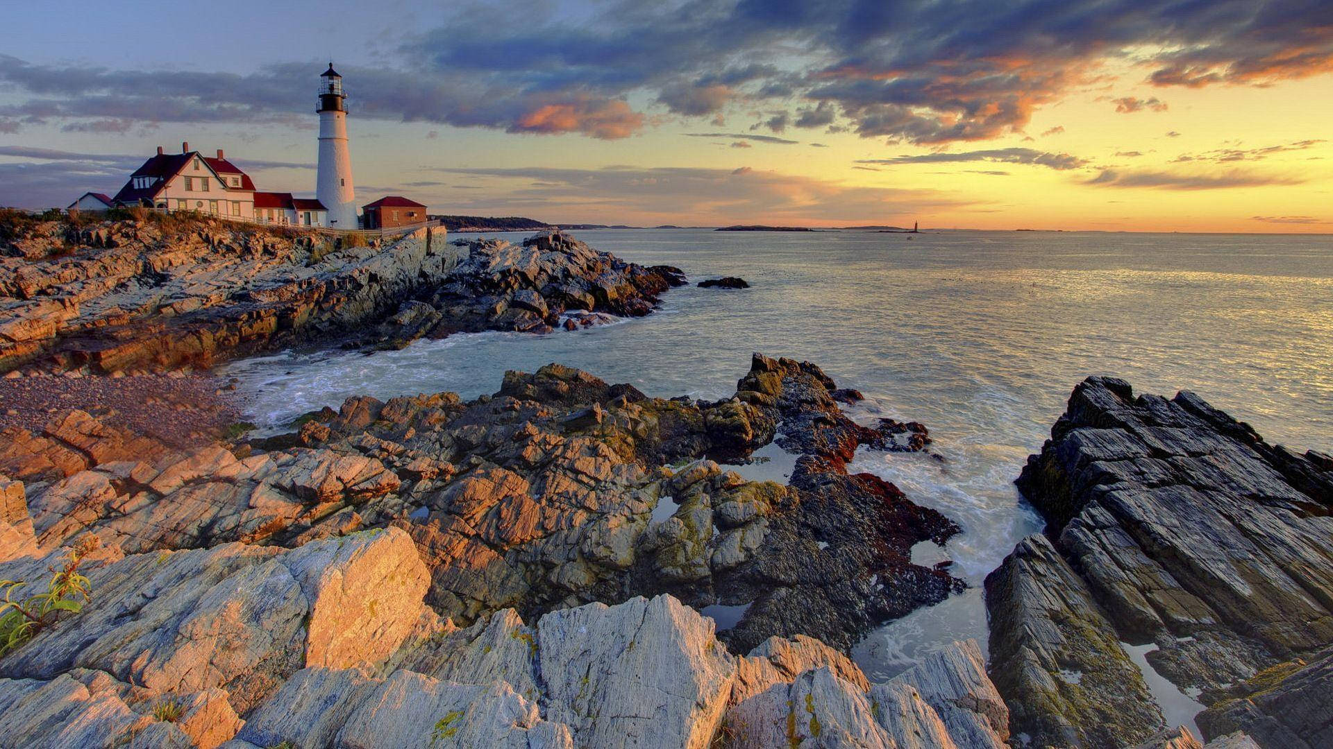 Lighthouse Rocky Beach Shore