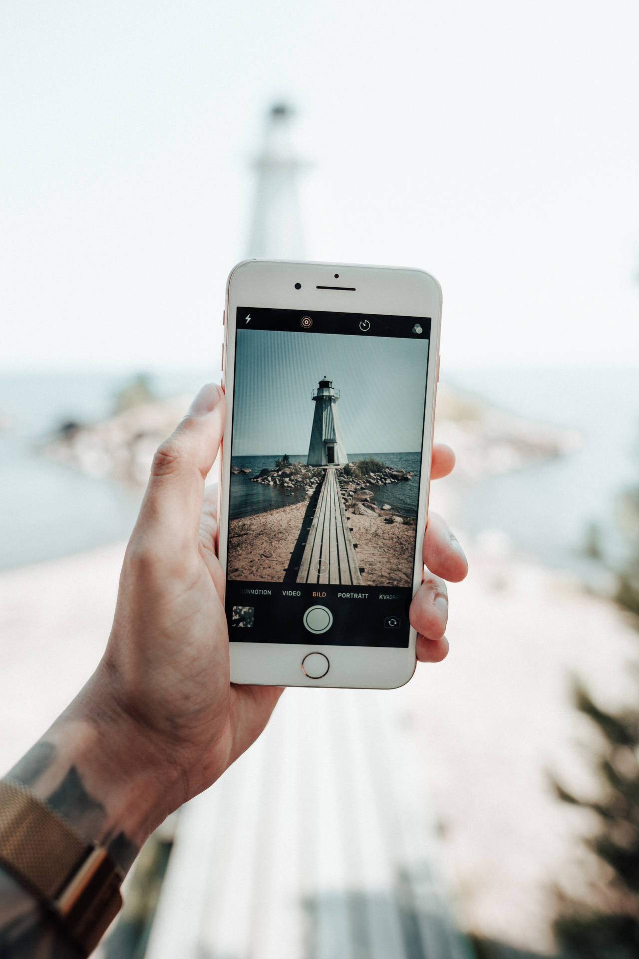 Lighthouse Scenery Photography Via Iphone Background