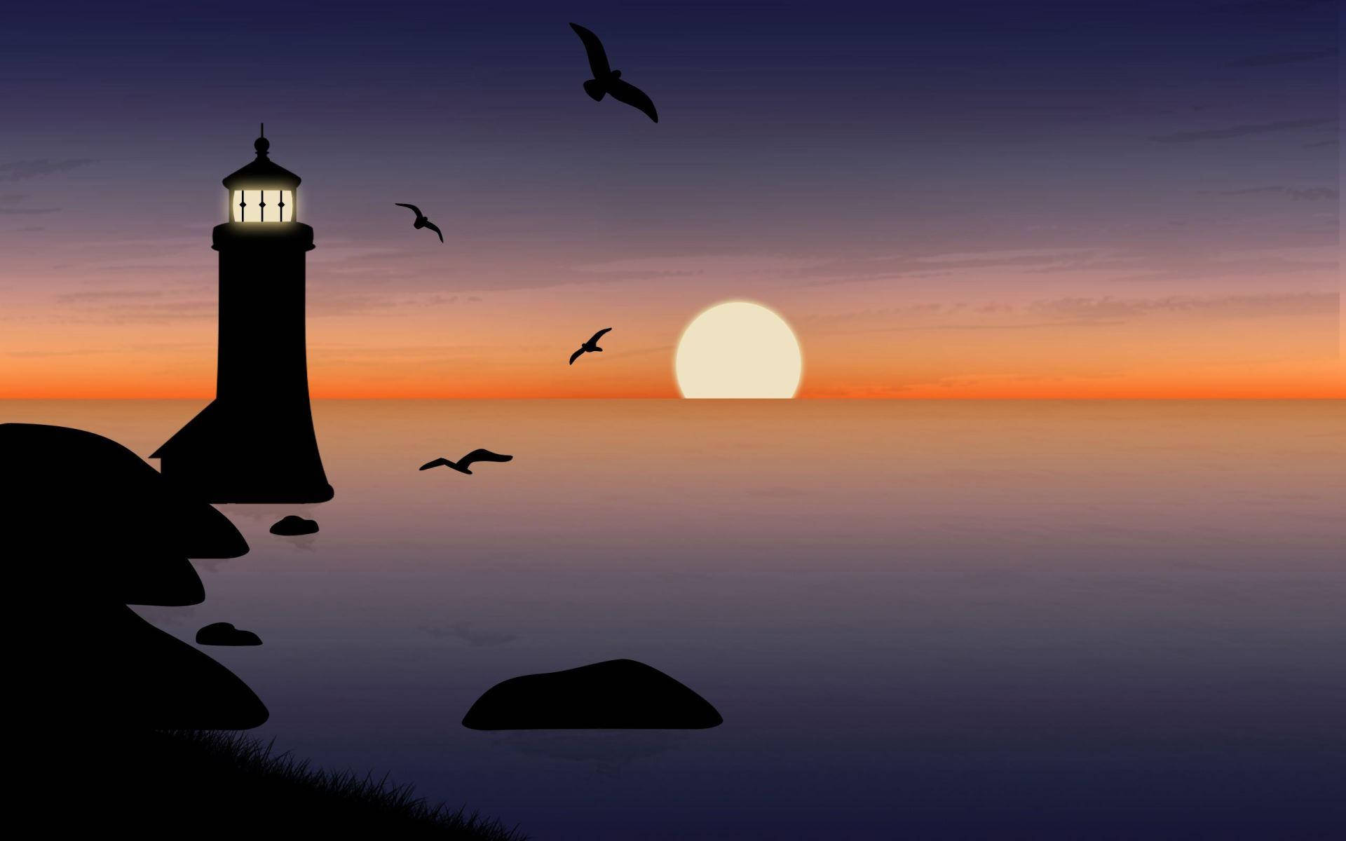 Lighthouse Silhouette Background