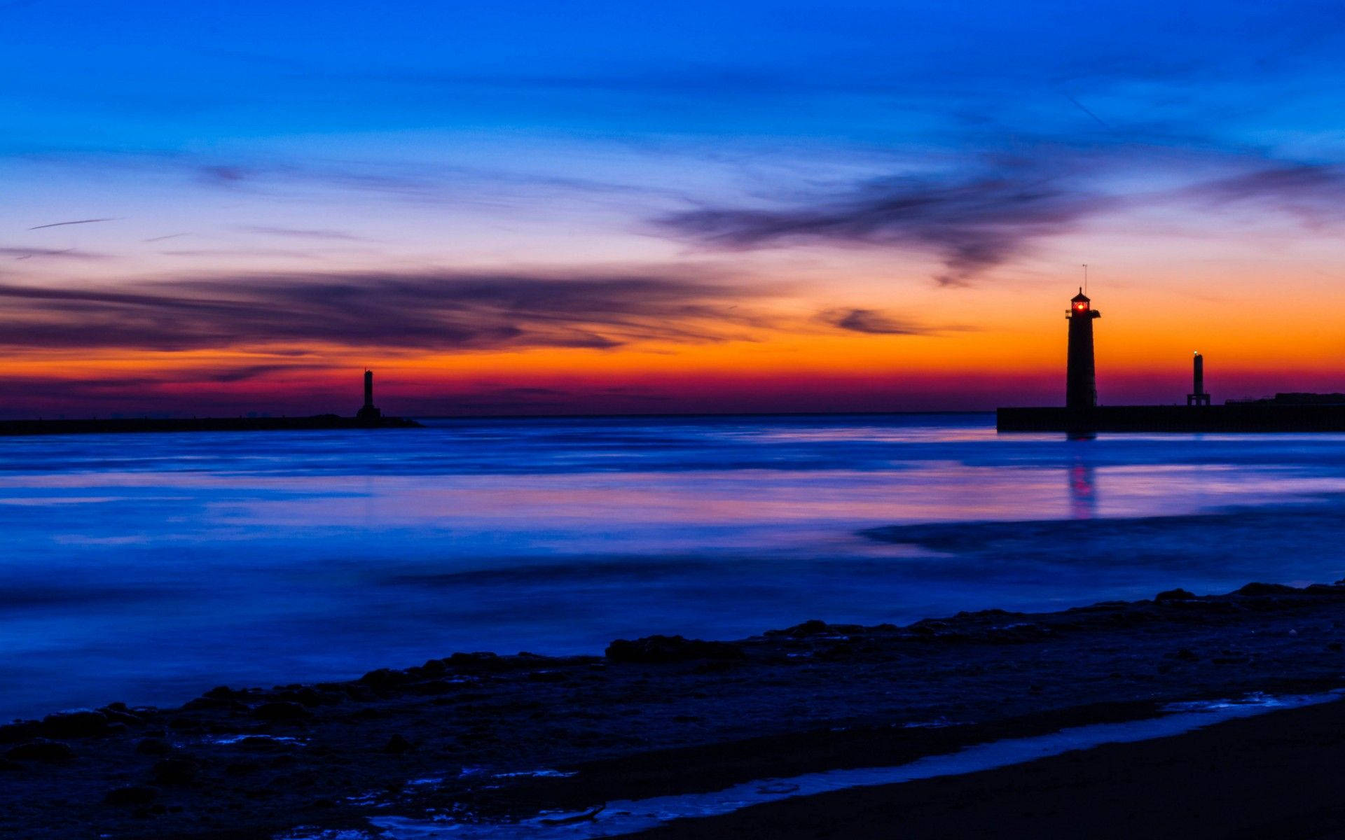 Lighthouse Silhouettes Background