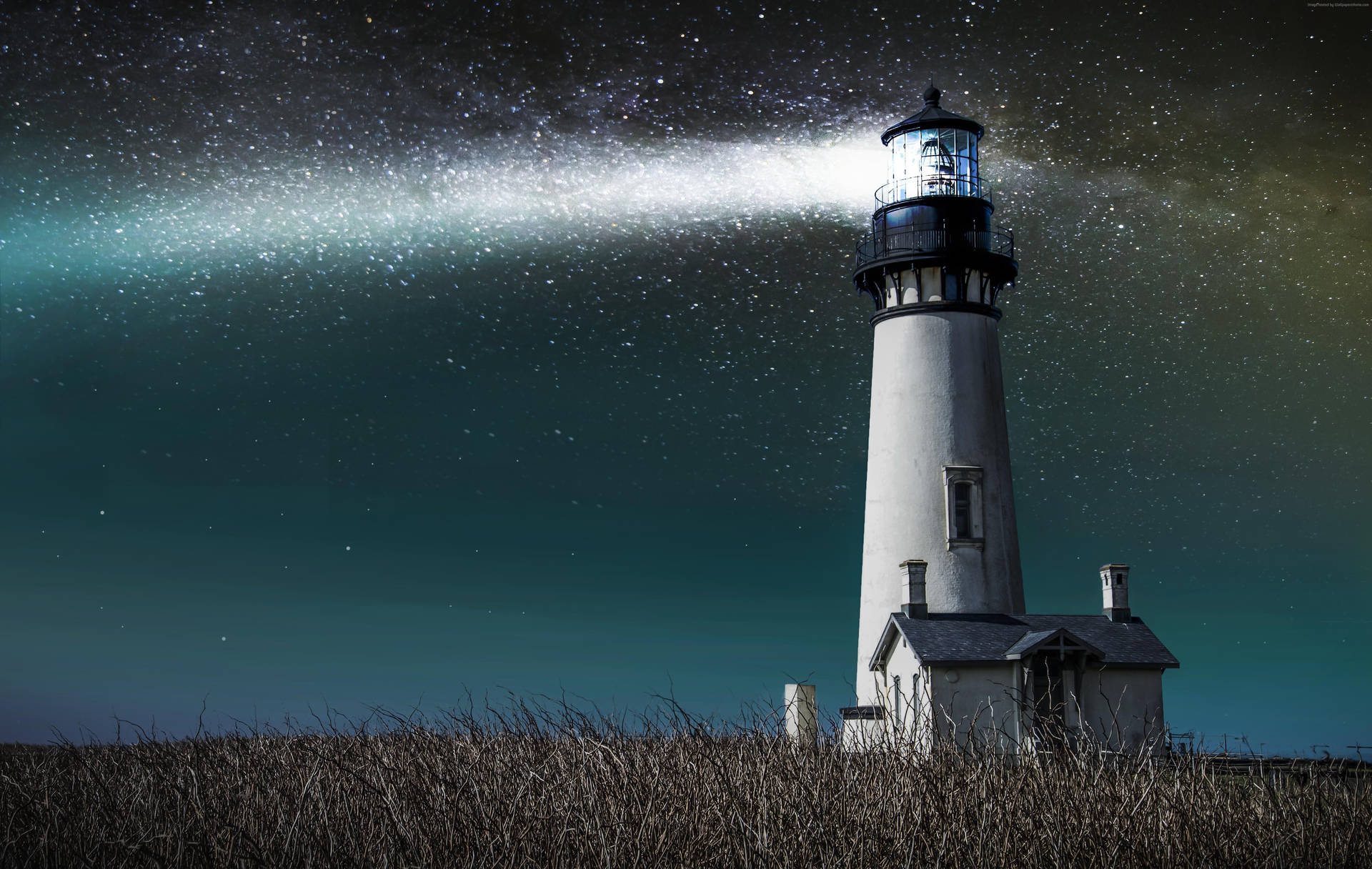 Lighthouse Starry Sky Background