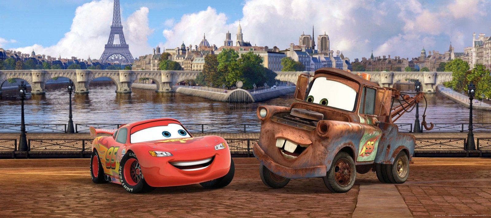 Lightning And Mater In Paris Cars 2 Background