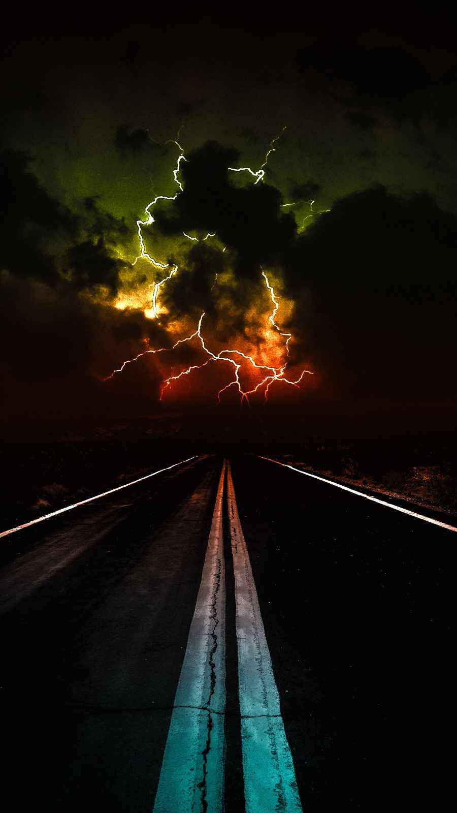 Lightning Colorful Clouds Iphone Dark Background