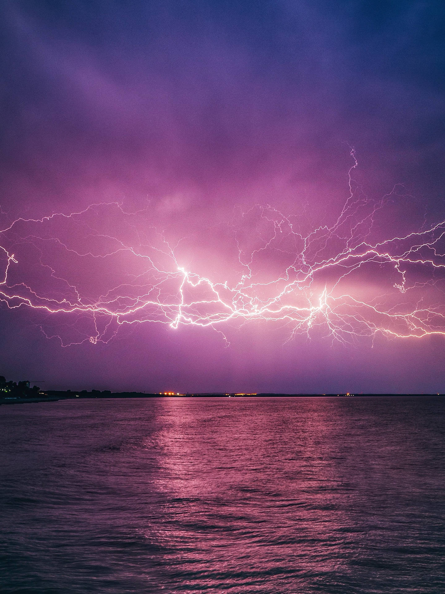 Lightning Dark Purple Iphone Background