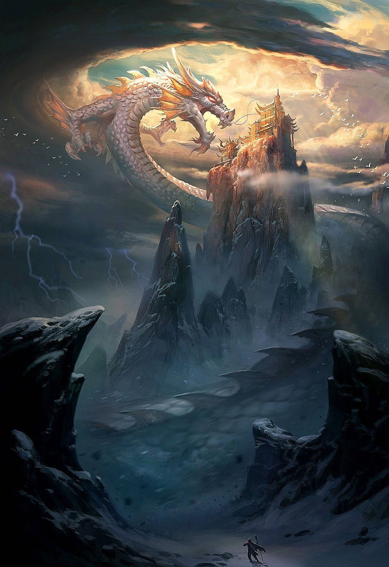 Lightning Dragon Castle Background