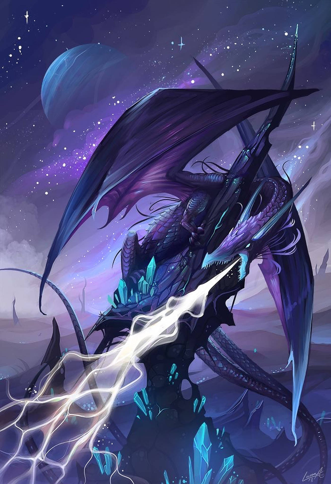 Lightning Dragon Digital Art Background