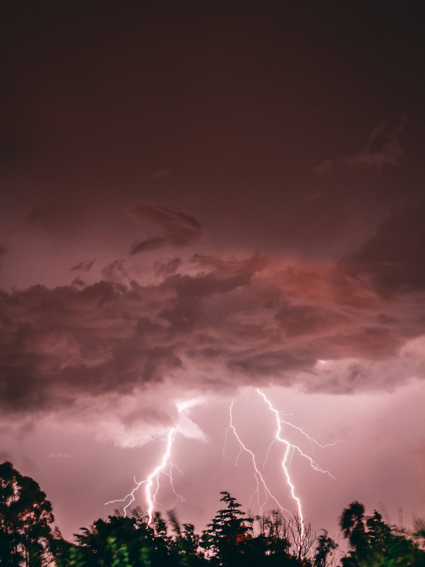 Lightning In Pink Sky Background