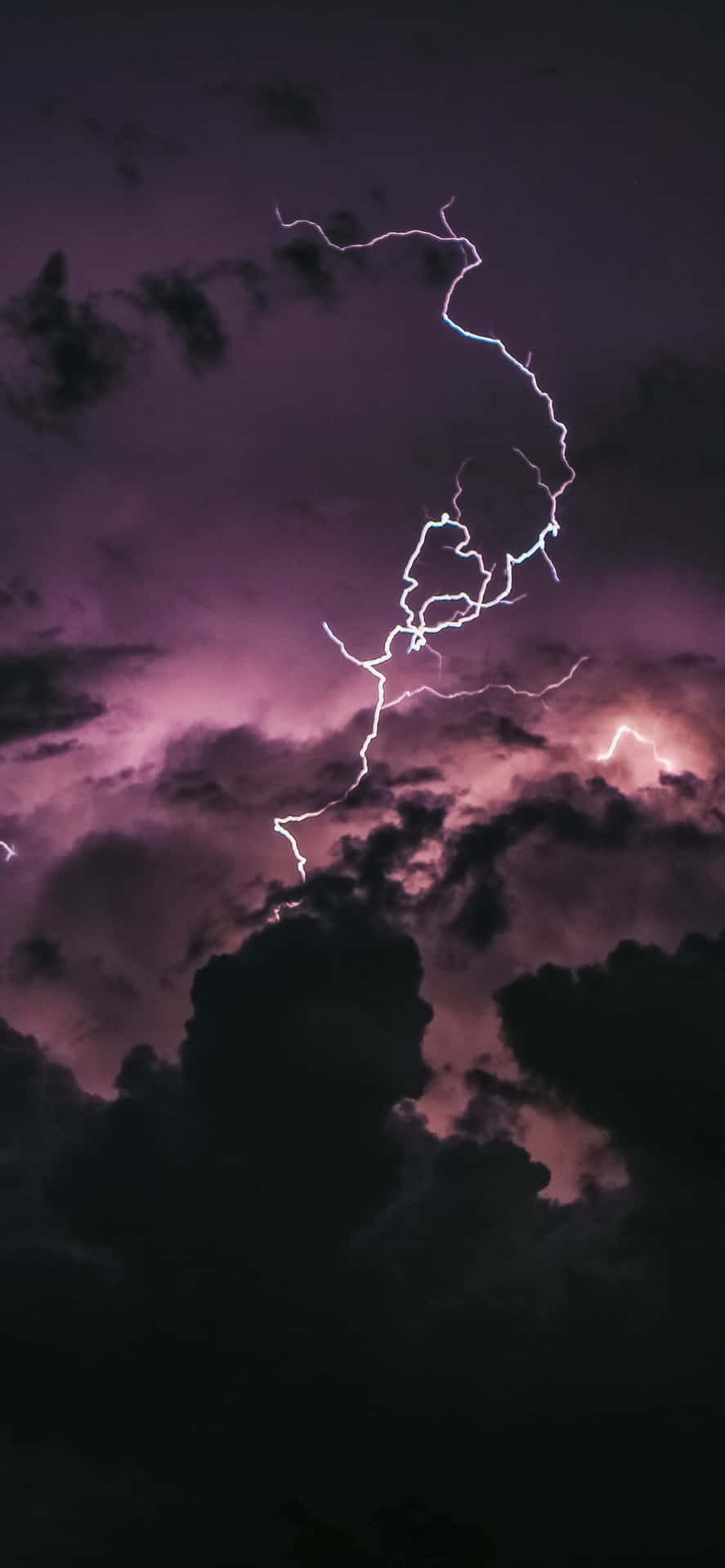 Lightning In The Sky With Clouds Background