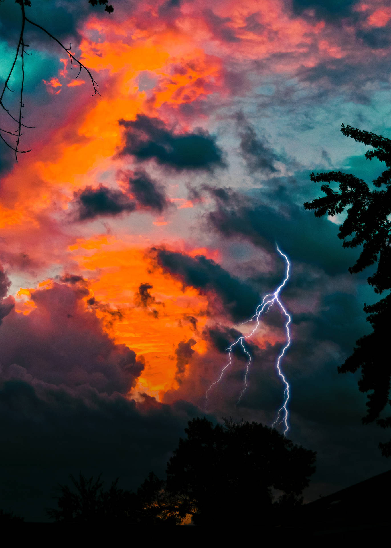 Lightning In Twilight Sky Background
