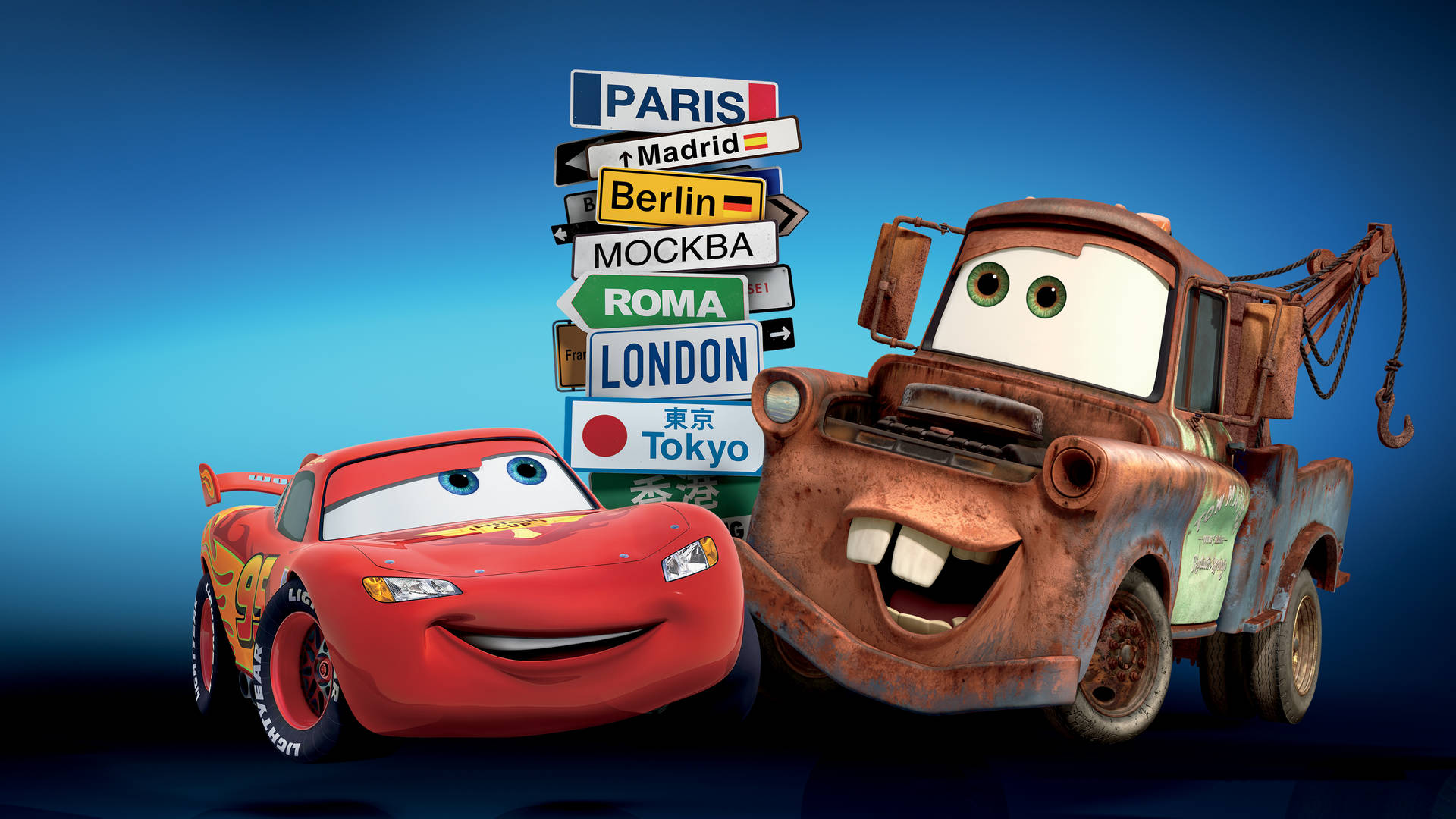 Lightning Mcqueen Tow Mater Signs Background