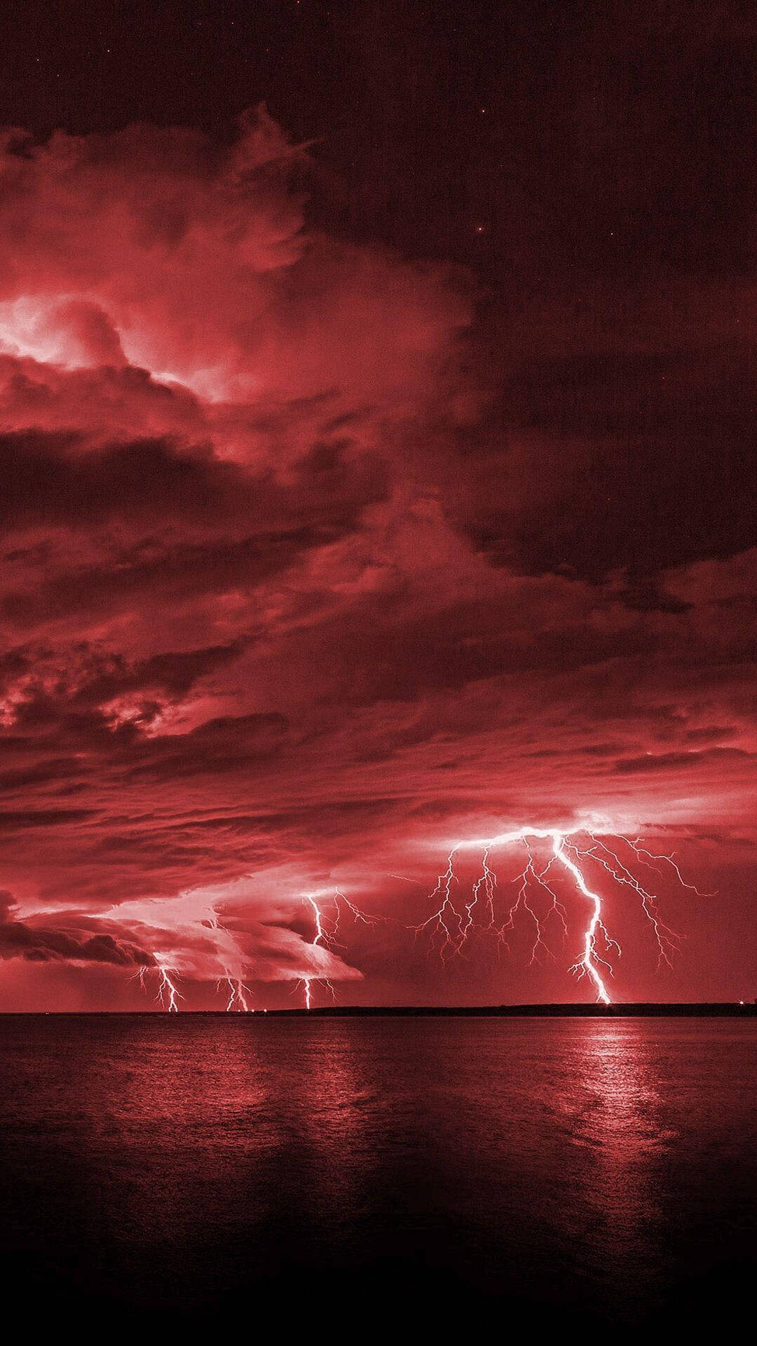 Lightning Sky Red Iphone Background