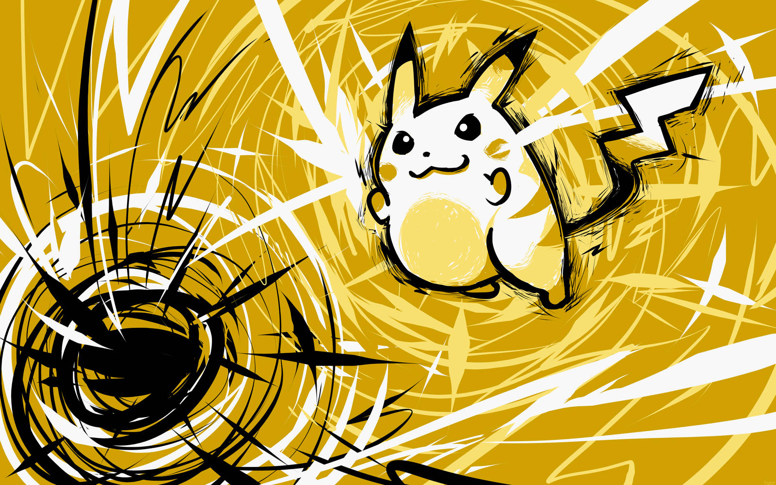 Lightning Streaks And Cute Pikachu Background