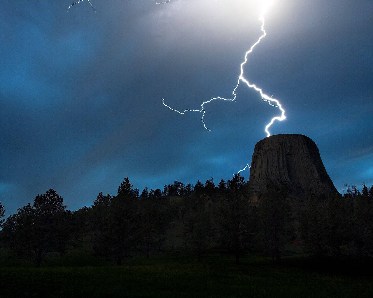 Lightning Strike In Plateau Background