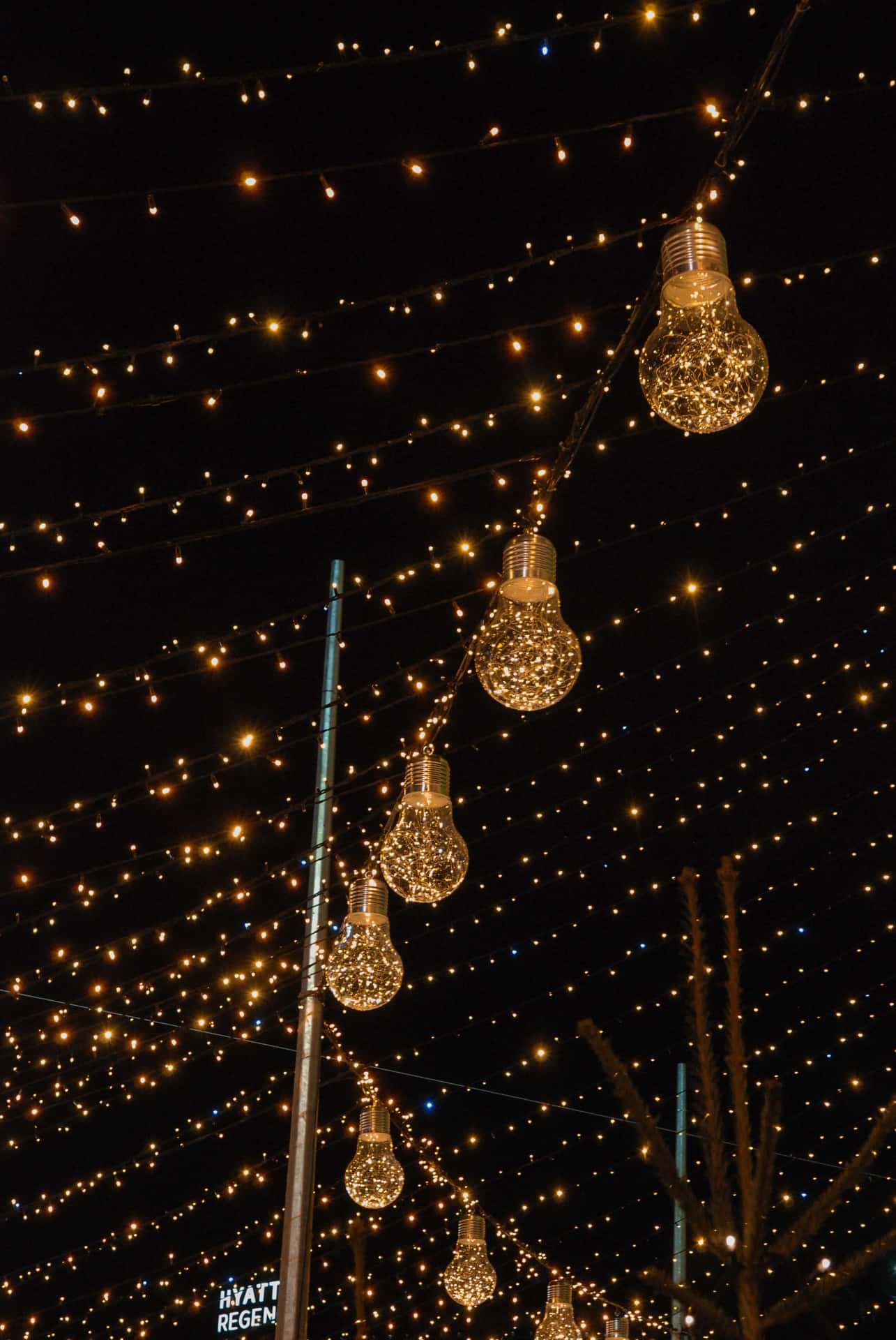 Lights Golden Color Street Night Background